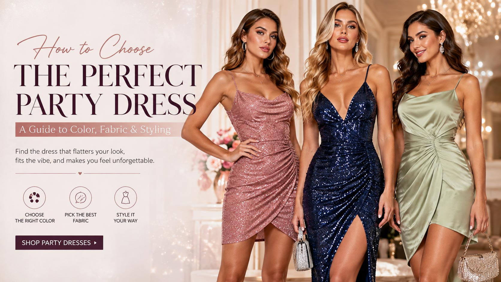 How to Choose the Perfect Party Dress: A Guide to Color, Fabric & Styling