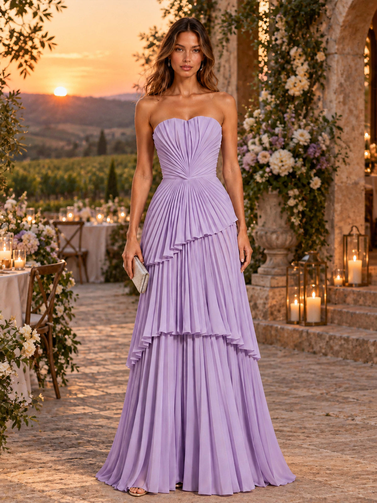 Laelitharae Chic Strapless Ruched Long Party Dresses