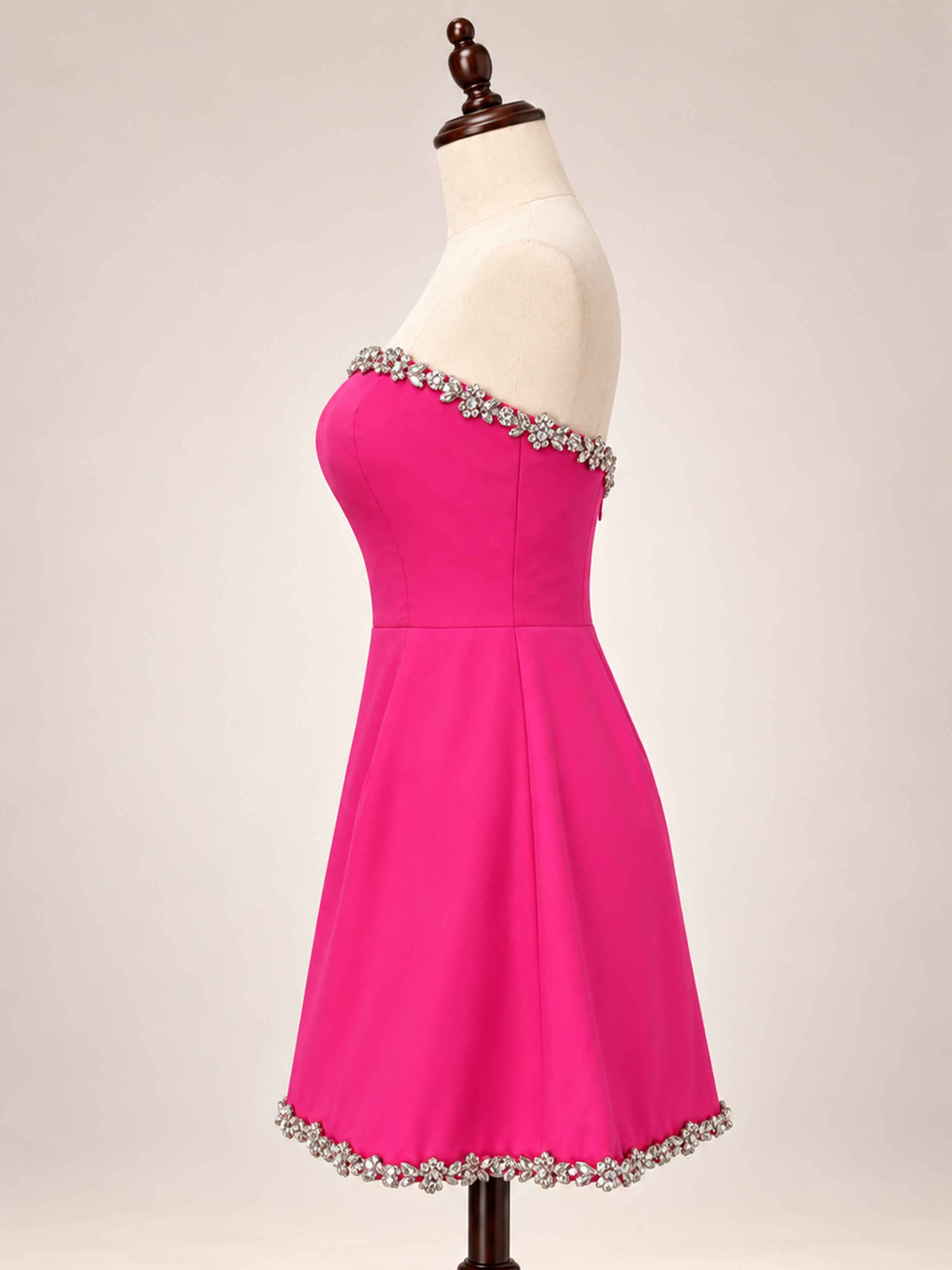 Mavelle Glamorous Beaded Trim Strapless Mini Homecoming Dress