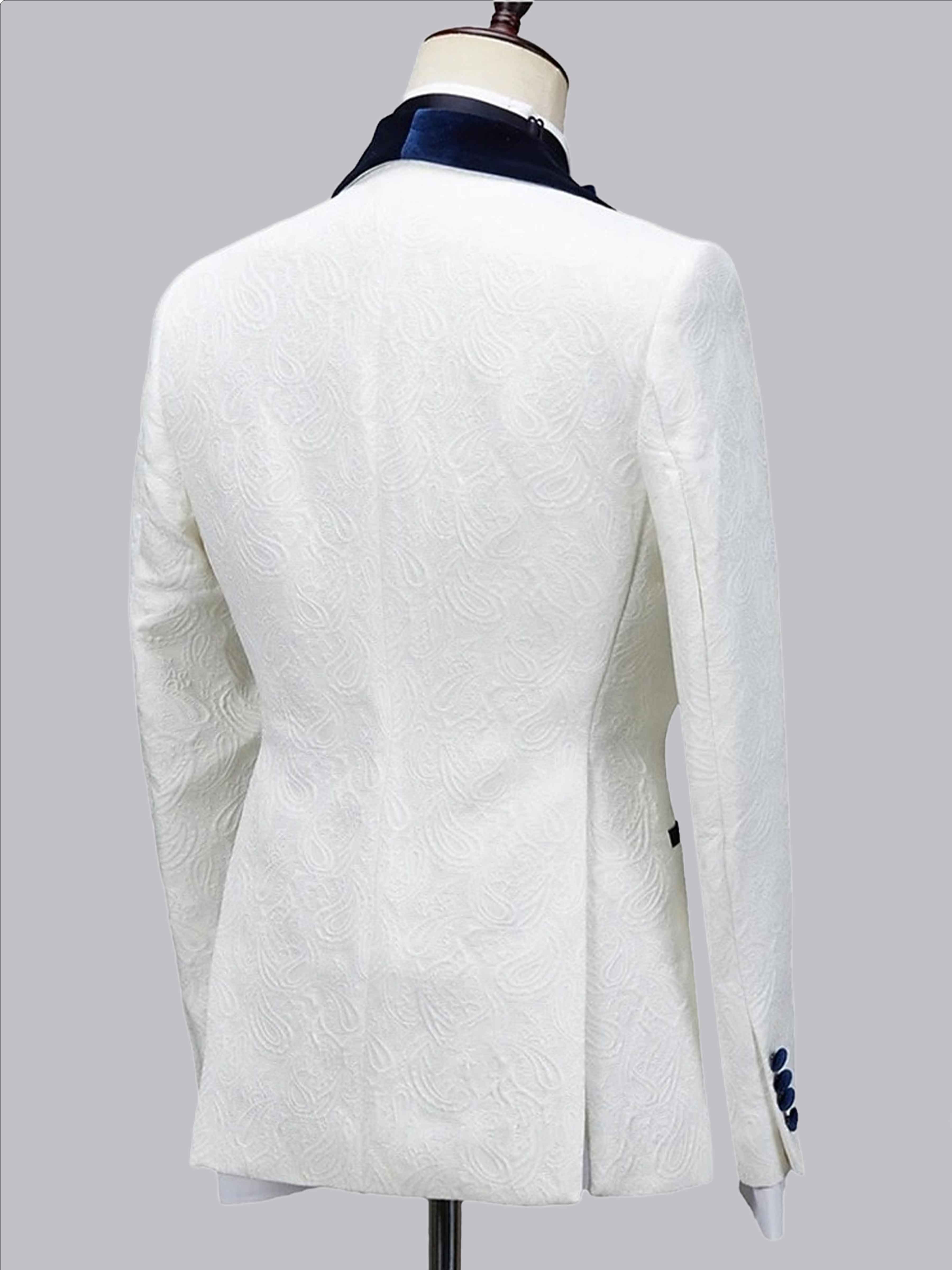 Modern Slim Fit Men's 3 Pieces Shawl Lapel Suit for Wedding Ceremonies