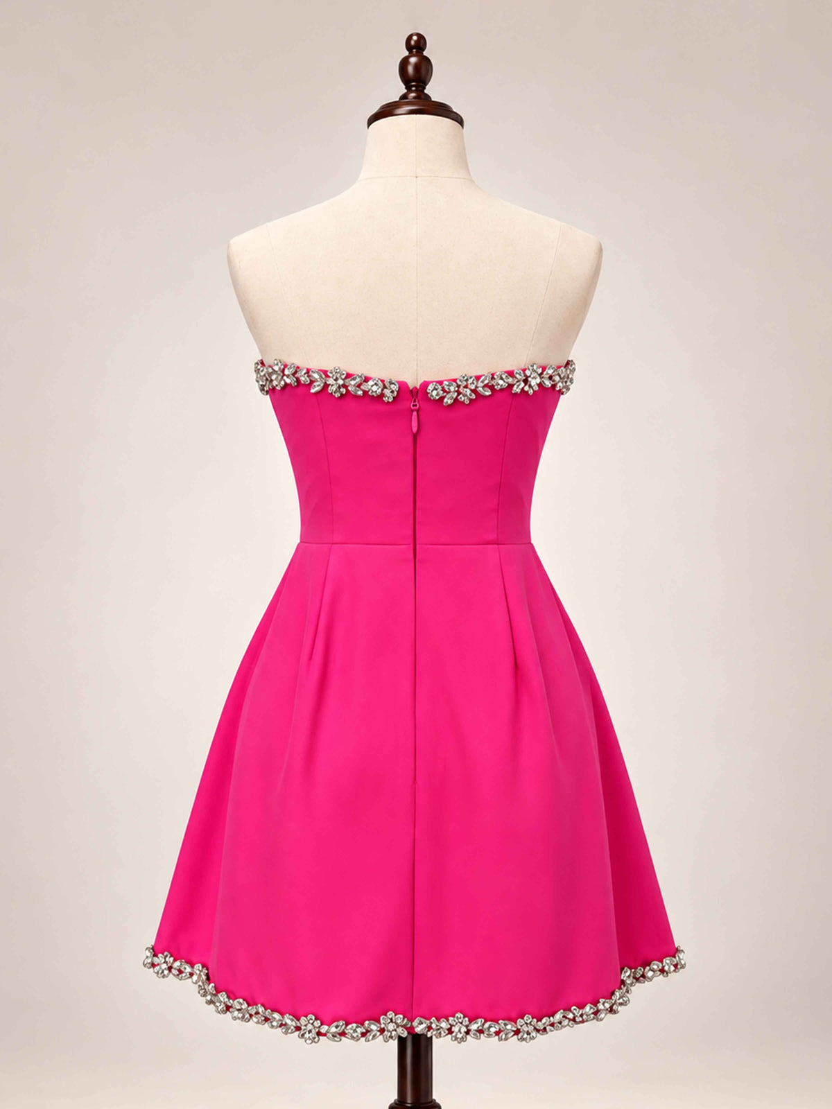 Mavelle Glamorous Beaded Trim Strapless Mini Homecoming Dress