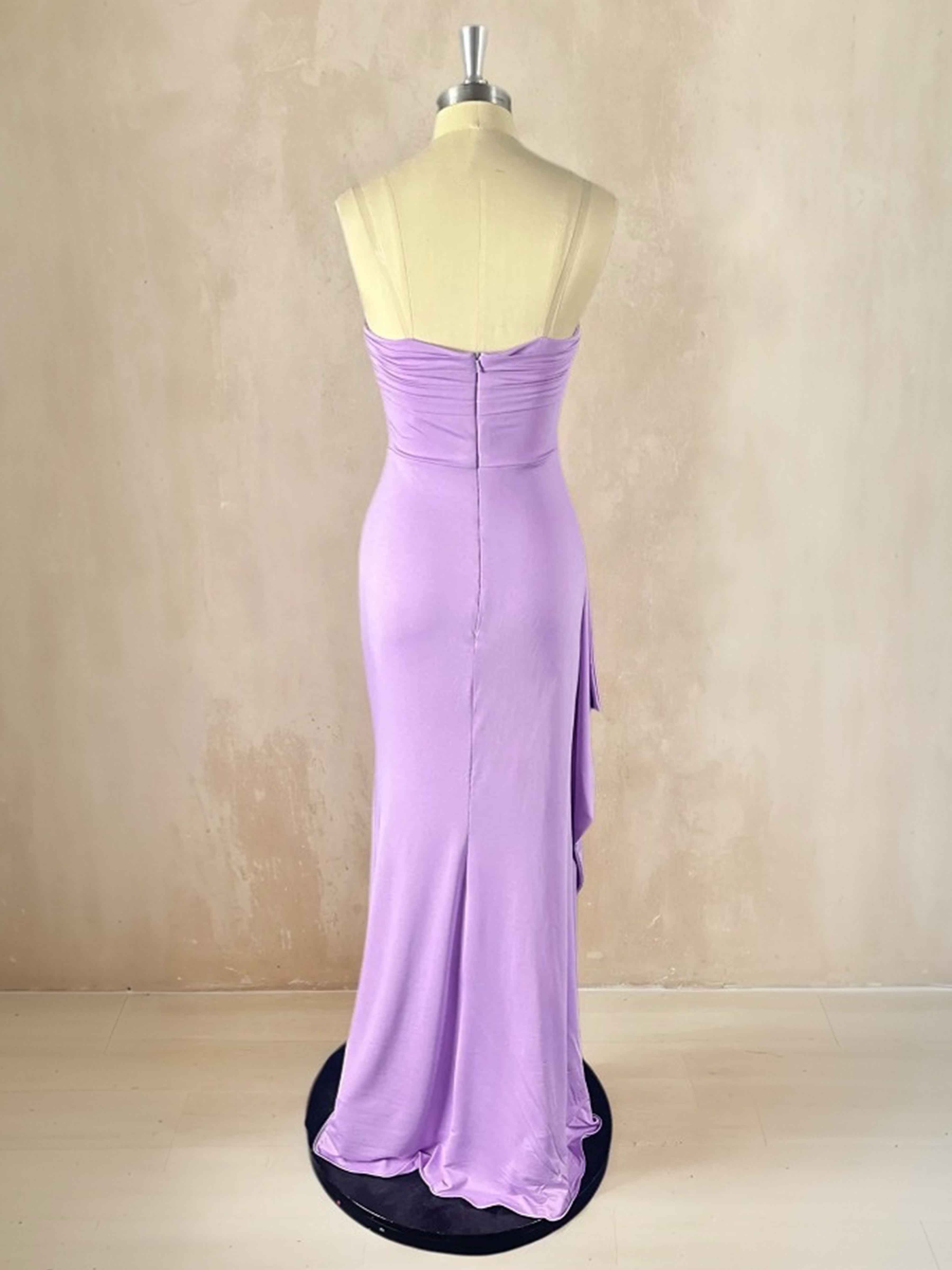 Melany Sexy Strapless High Slit Maxi Prom Dresses