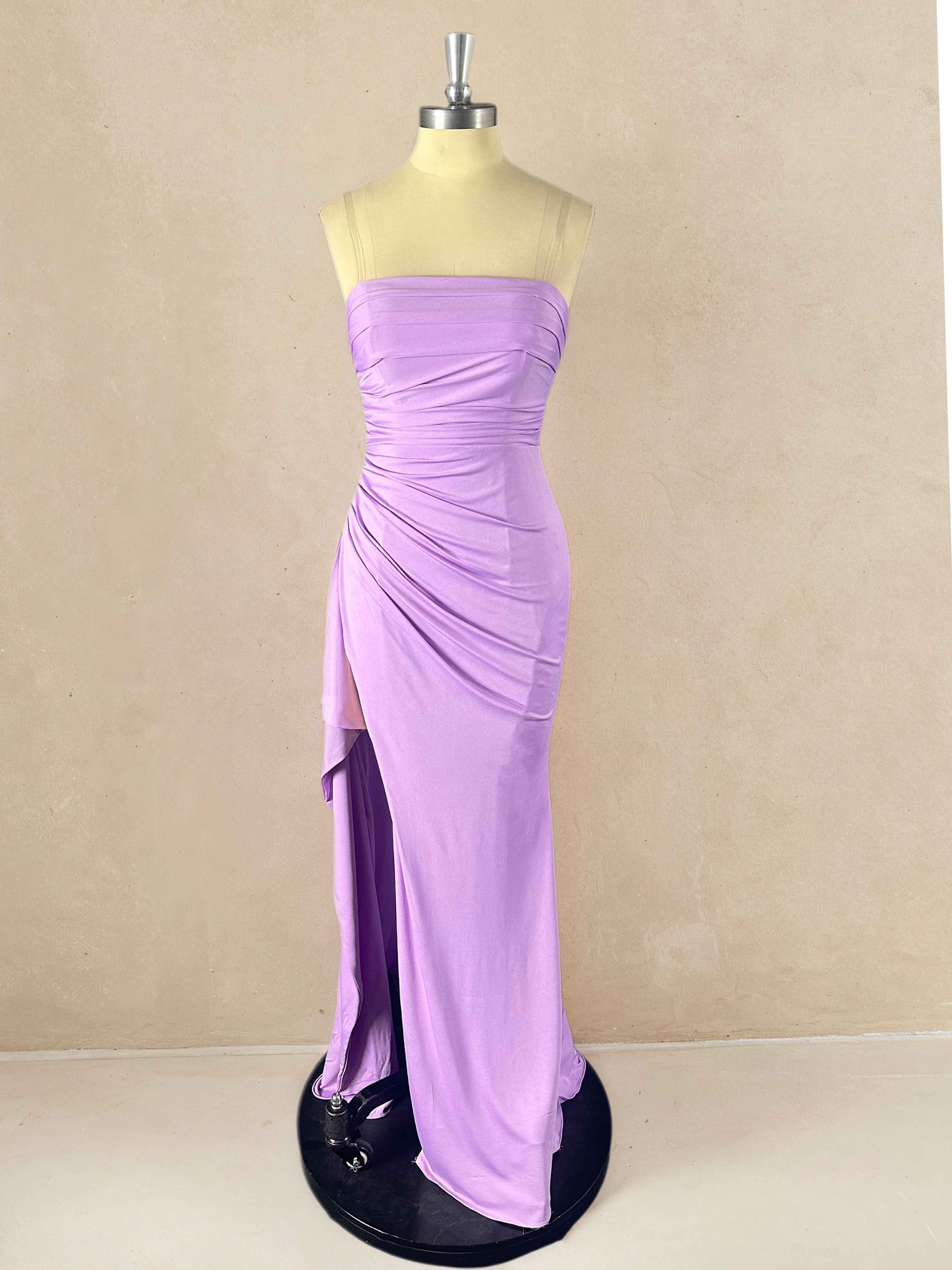 Melany Sexy Strapless High Slit Maxi Prom Dresses