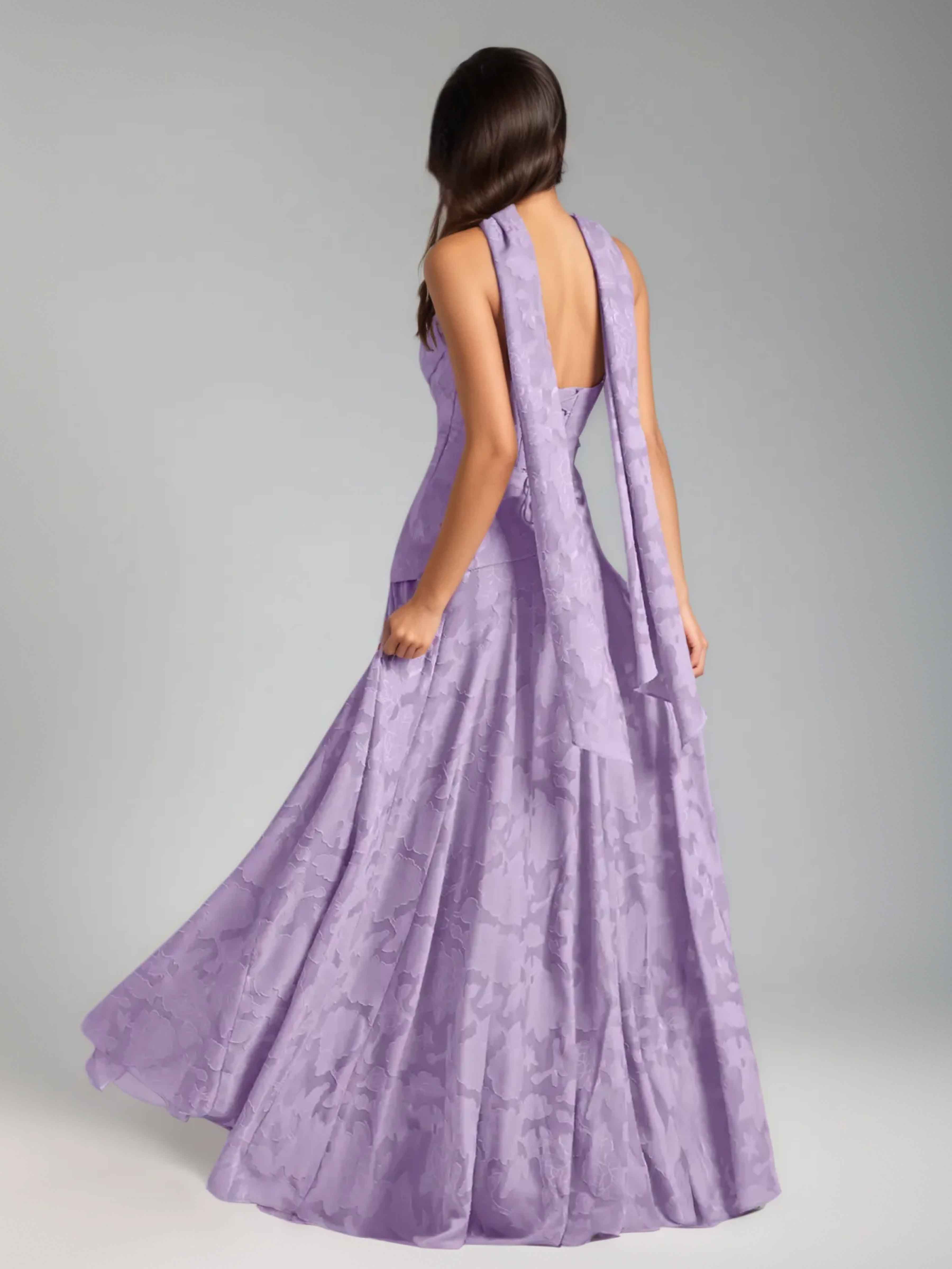 Braelindra Trendy A-Line Strapless Floral Burnout Formal Dresses