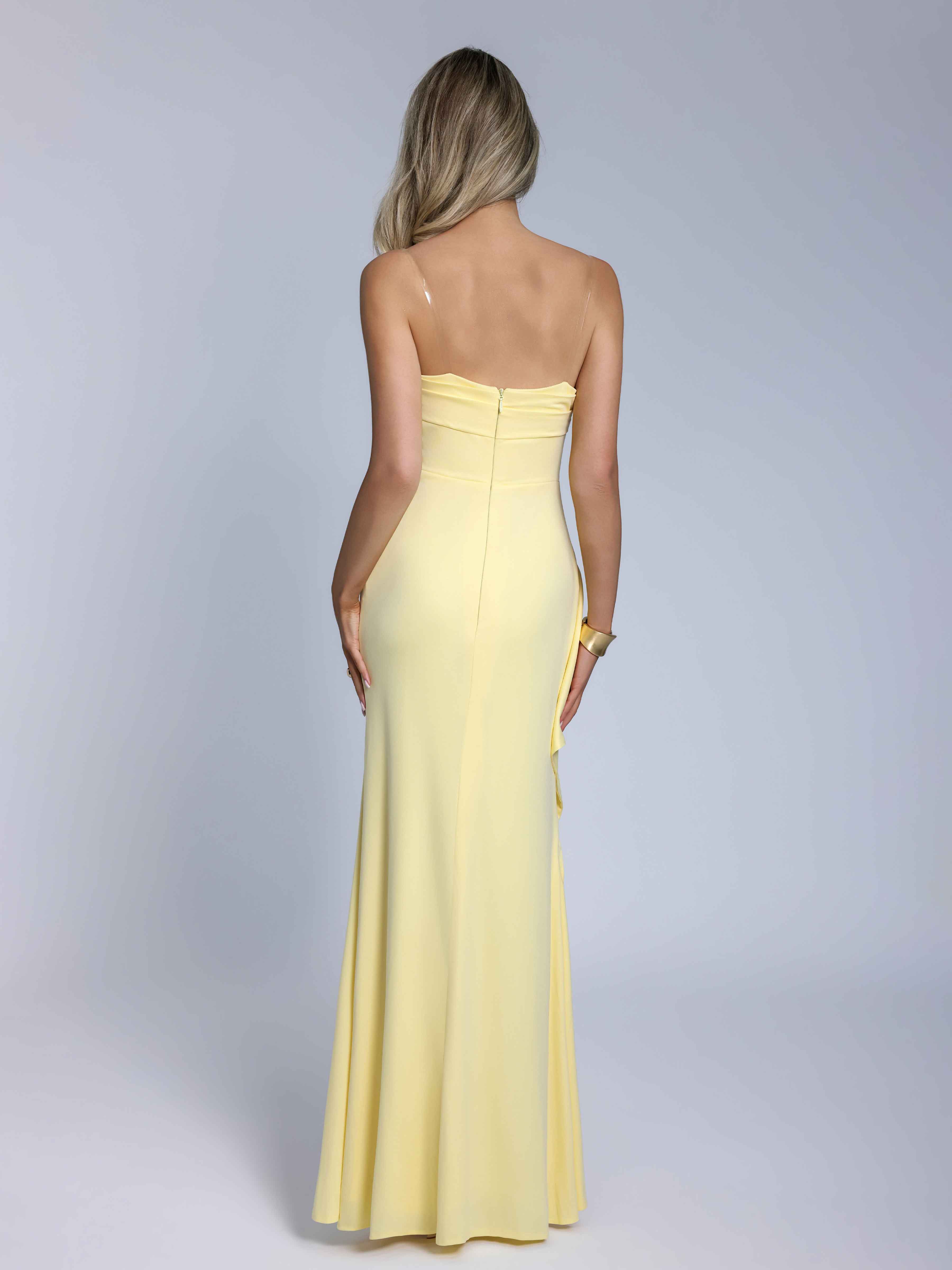 Raelindra Stylish Strapless Ruffles Long Prom Dresses