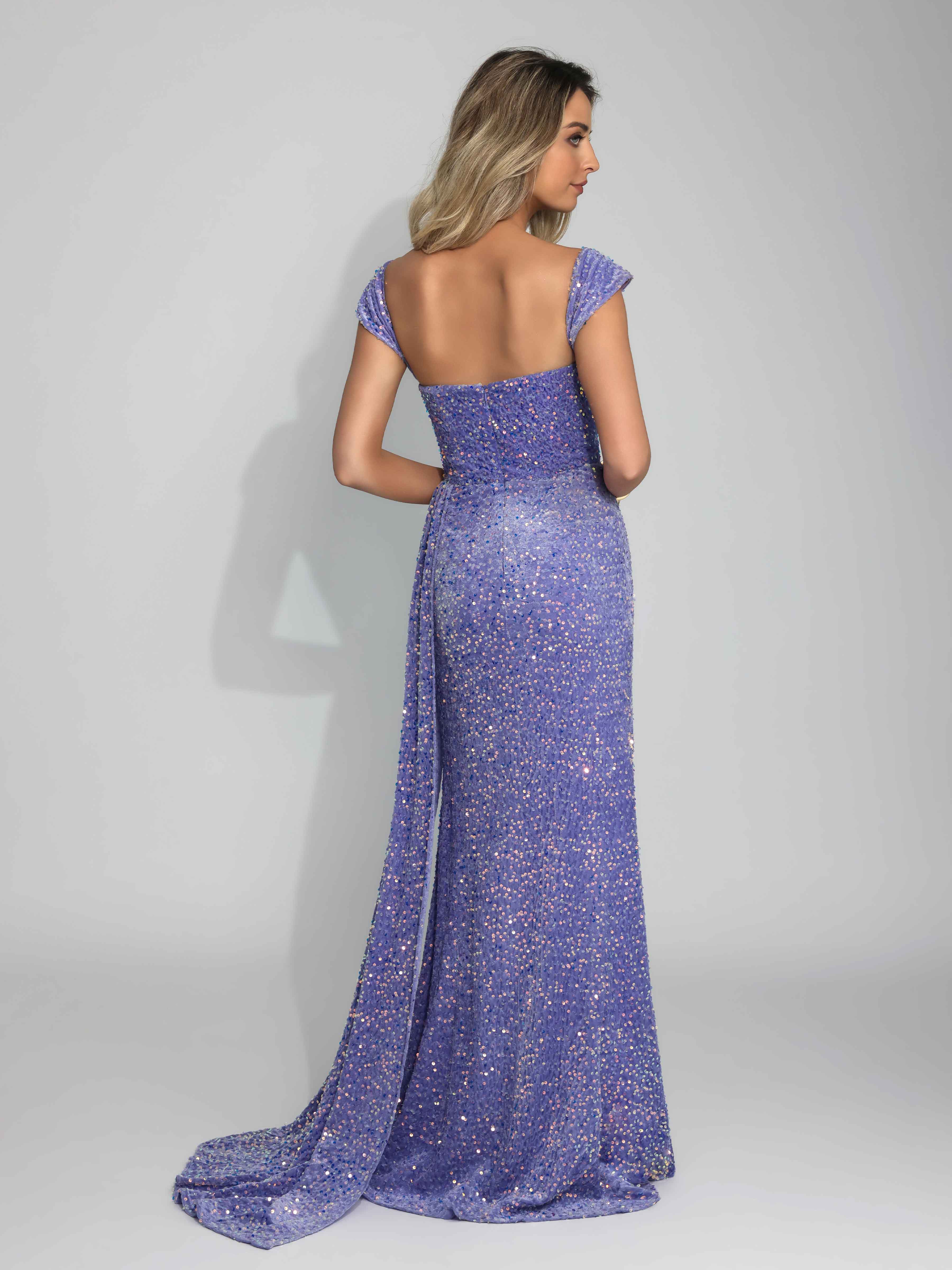 Iraelithia Sweetheart Off the Shoulder Pleated Velvet Sequins Long Prom Dresses
