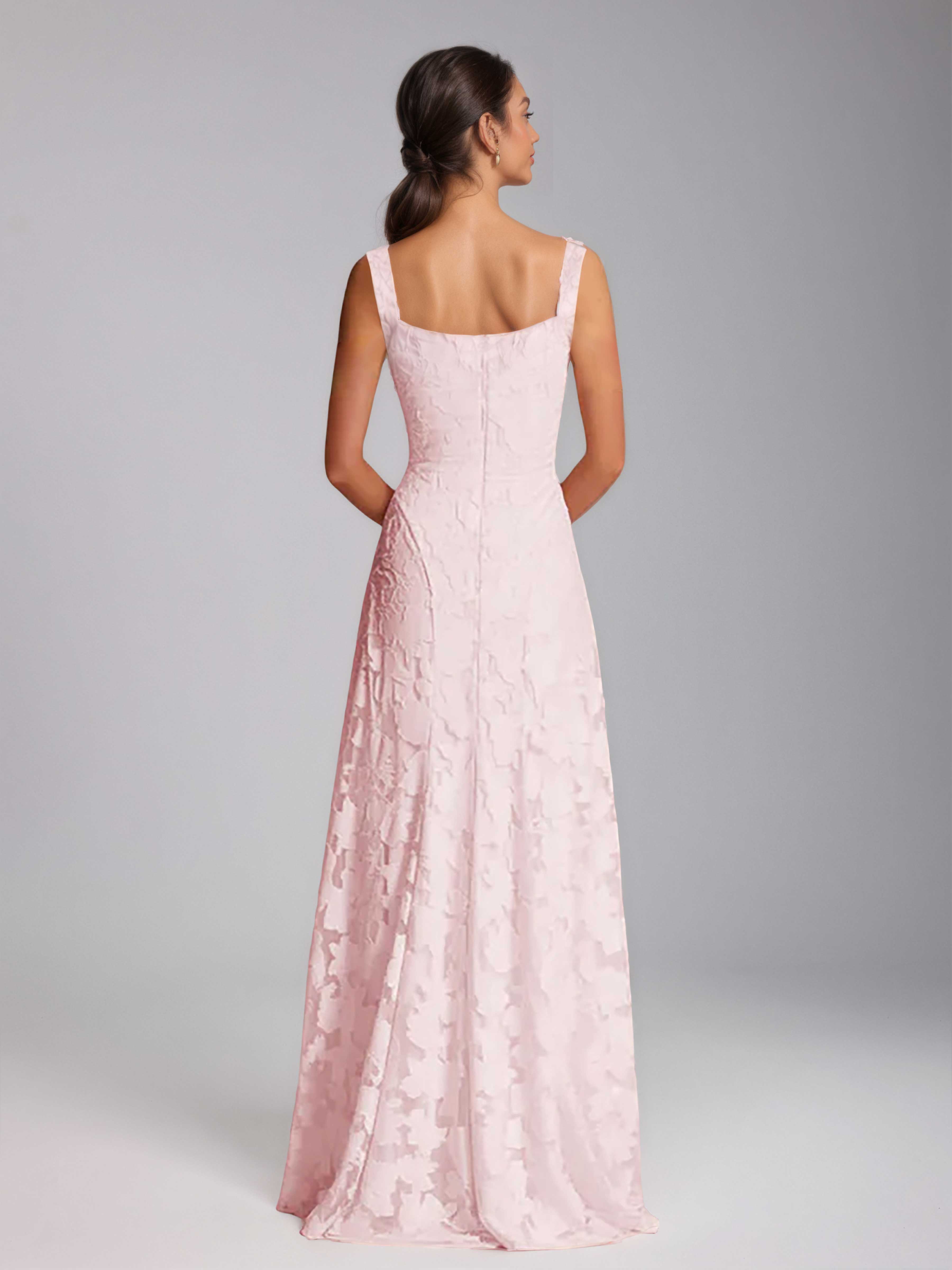 Mraelithia Trendy Spaghetti Straps A-Line Long Jacquard Prom Dresses