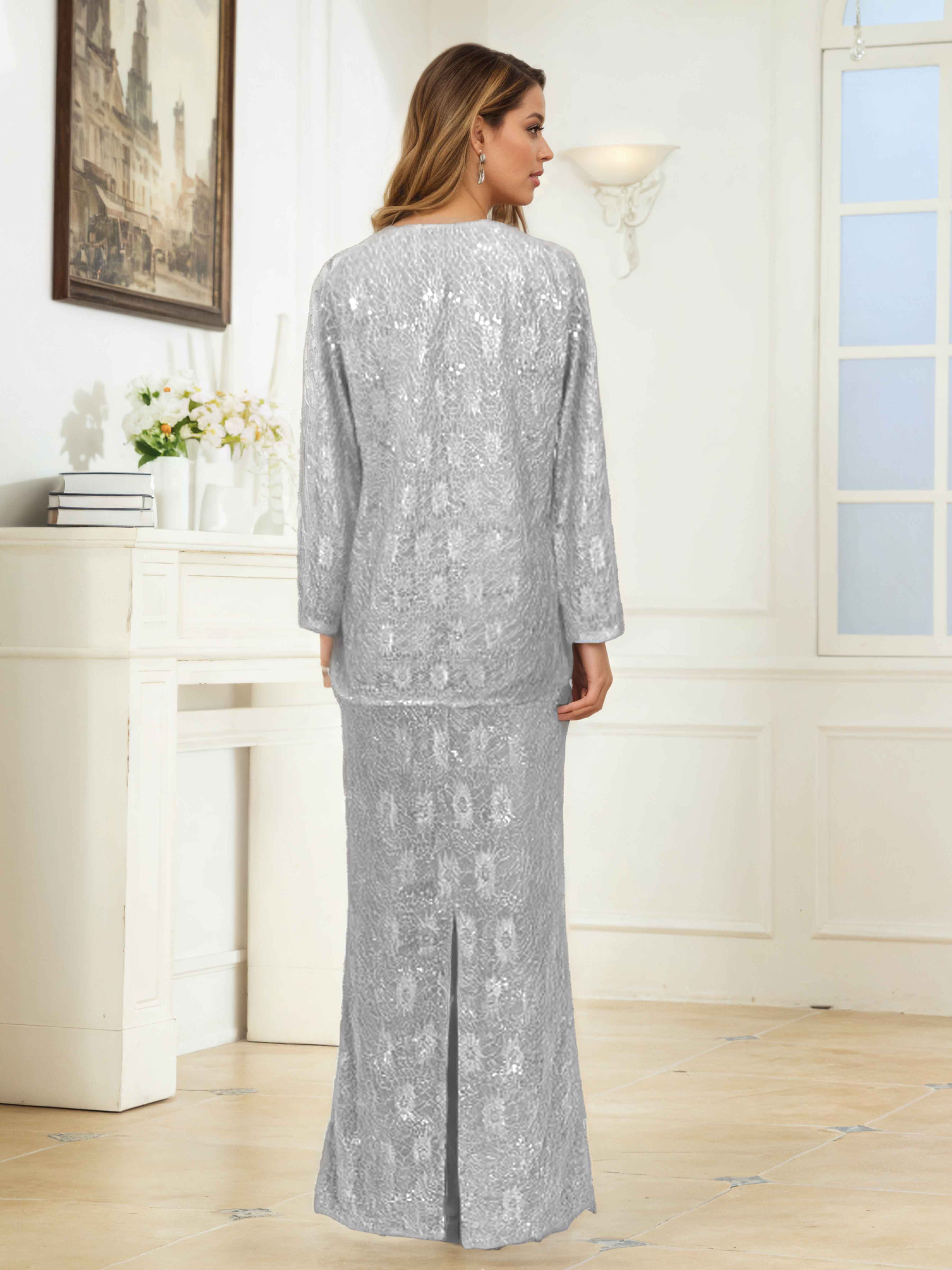 Laelithryn Trendy Round Neck 2-Piece Long Mother of the Bride Dresses with Jacket