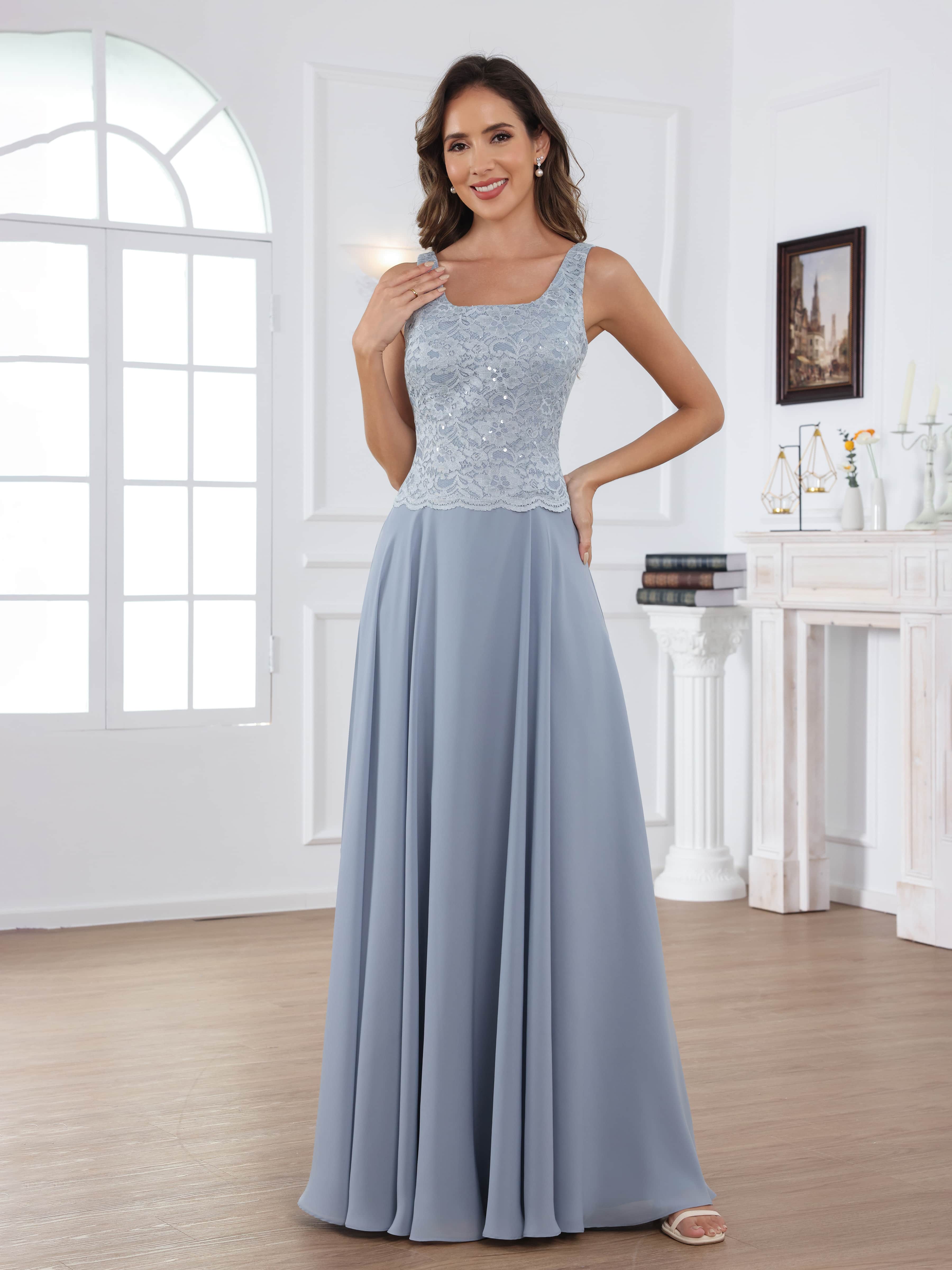 Traelithryn Enchanting A-Line 2-Piece Appliques Lace Chiffon Floor Length Mother of the Bride Dresses
