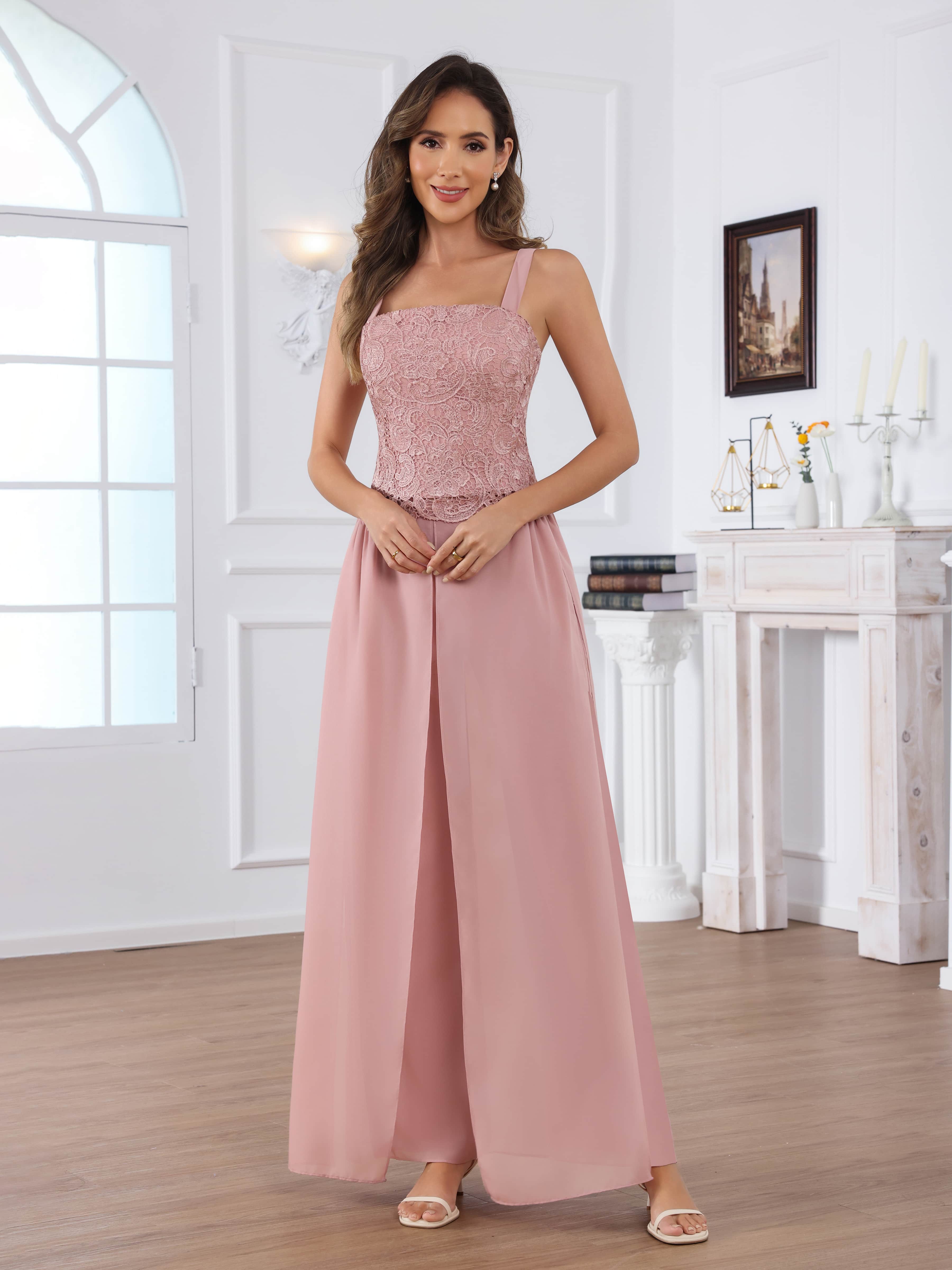 Praelithara Sophisticated Three Pieces Lace Sequins Chiffon Mother of the Bride Pantsuit