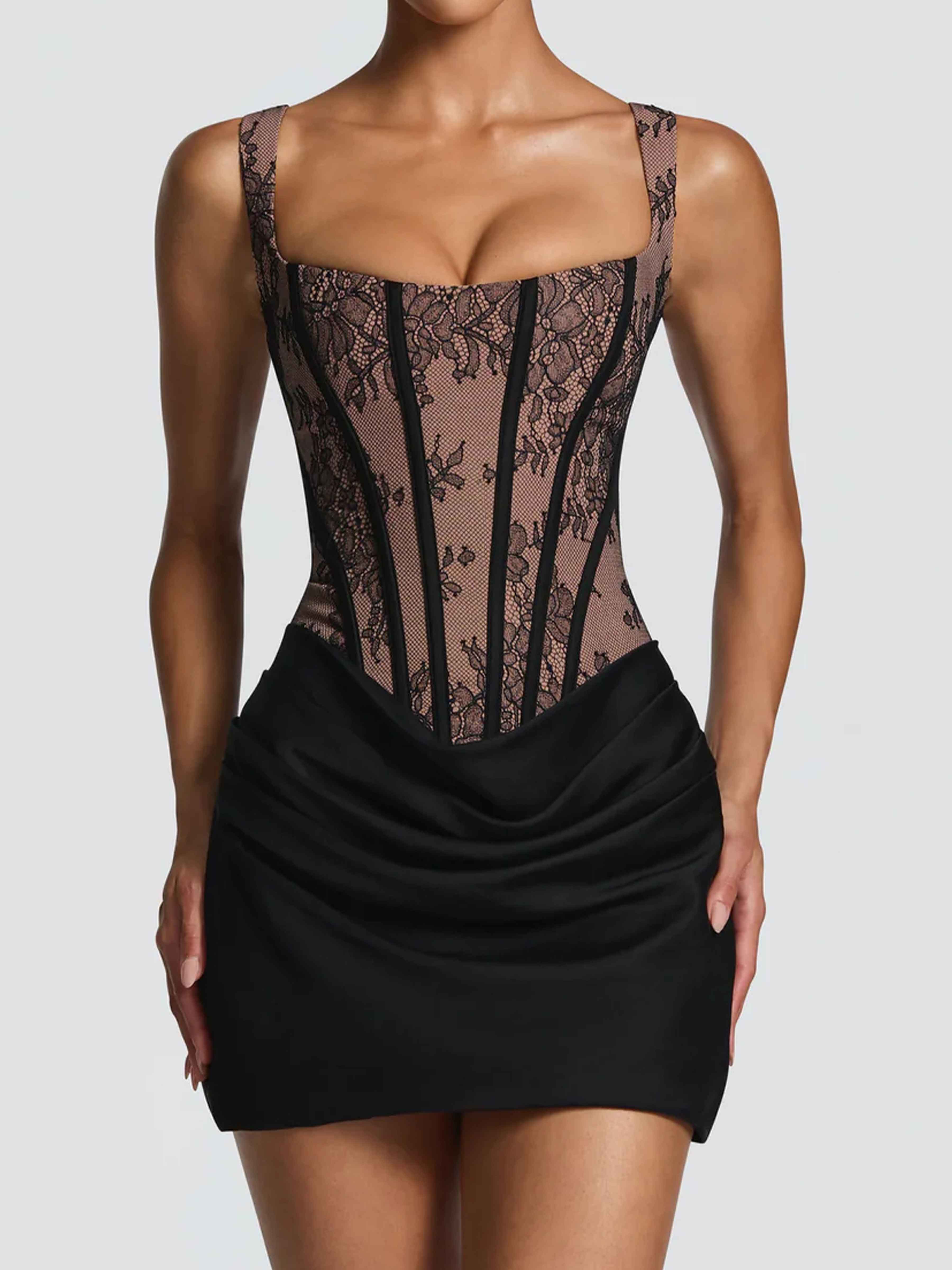Fraelitharae Gorgeous Strapless Floral Lace Mini Party Dresses
