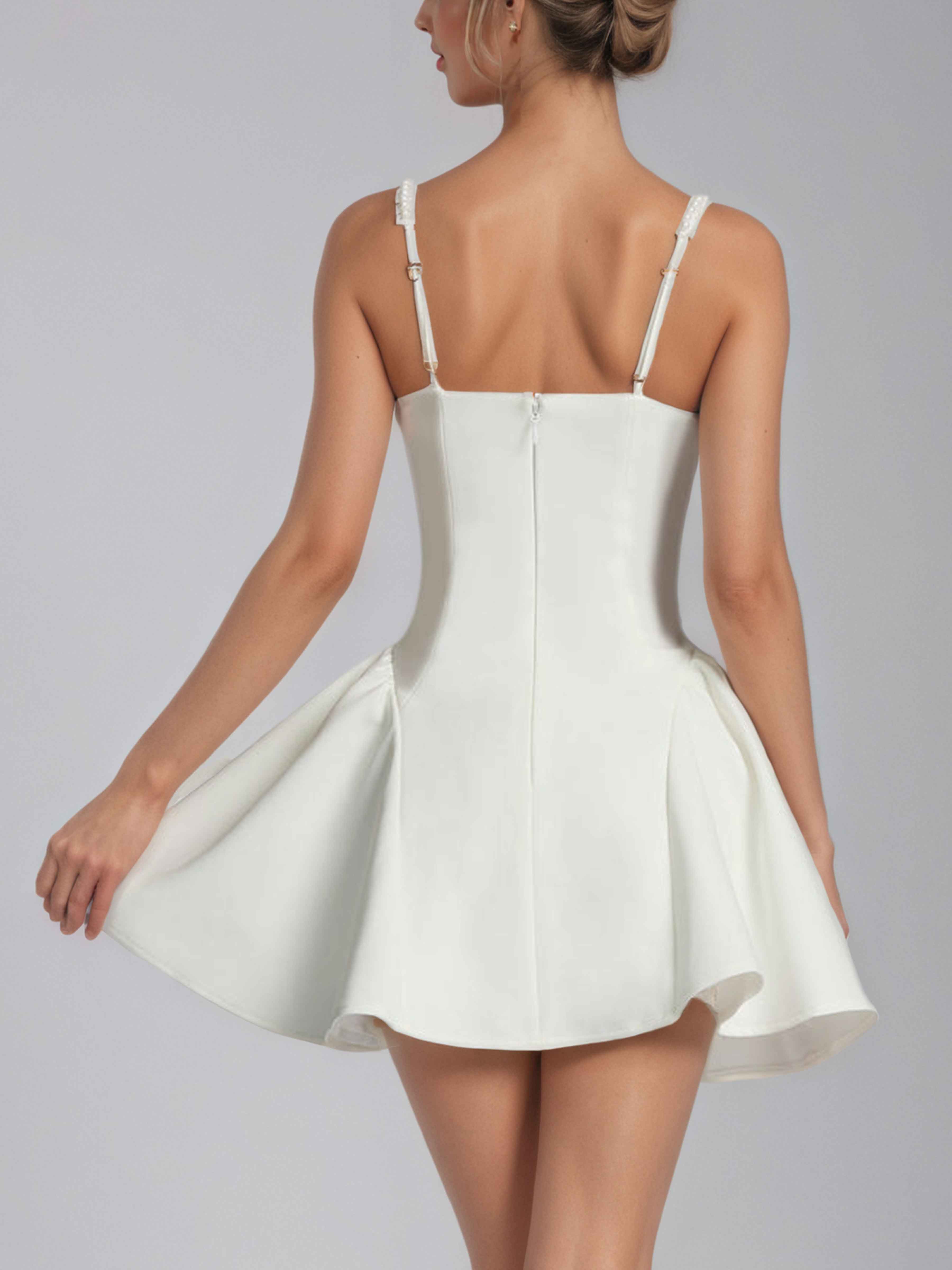 Laelvanna Stylish A-Line Pearl Short Party Dresses