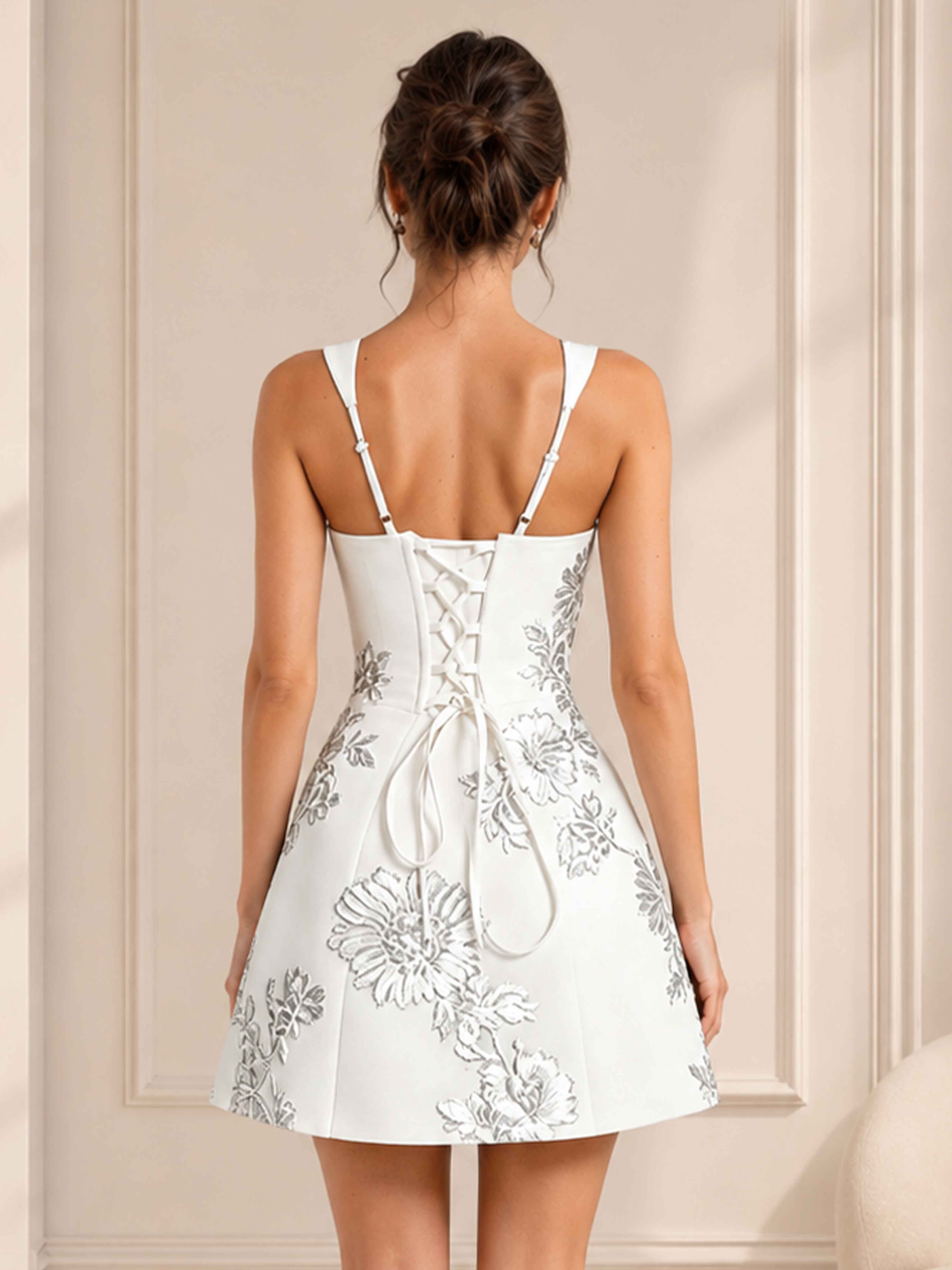 Helyara Fairytale Sweetheart Floral Ribbon Short Party Dresses