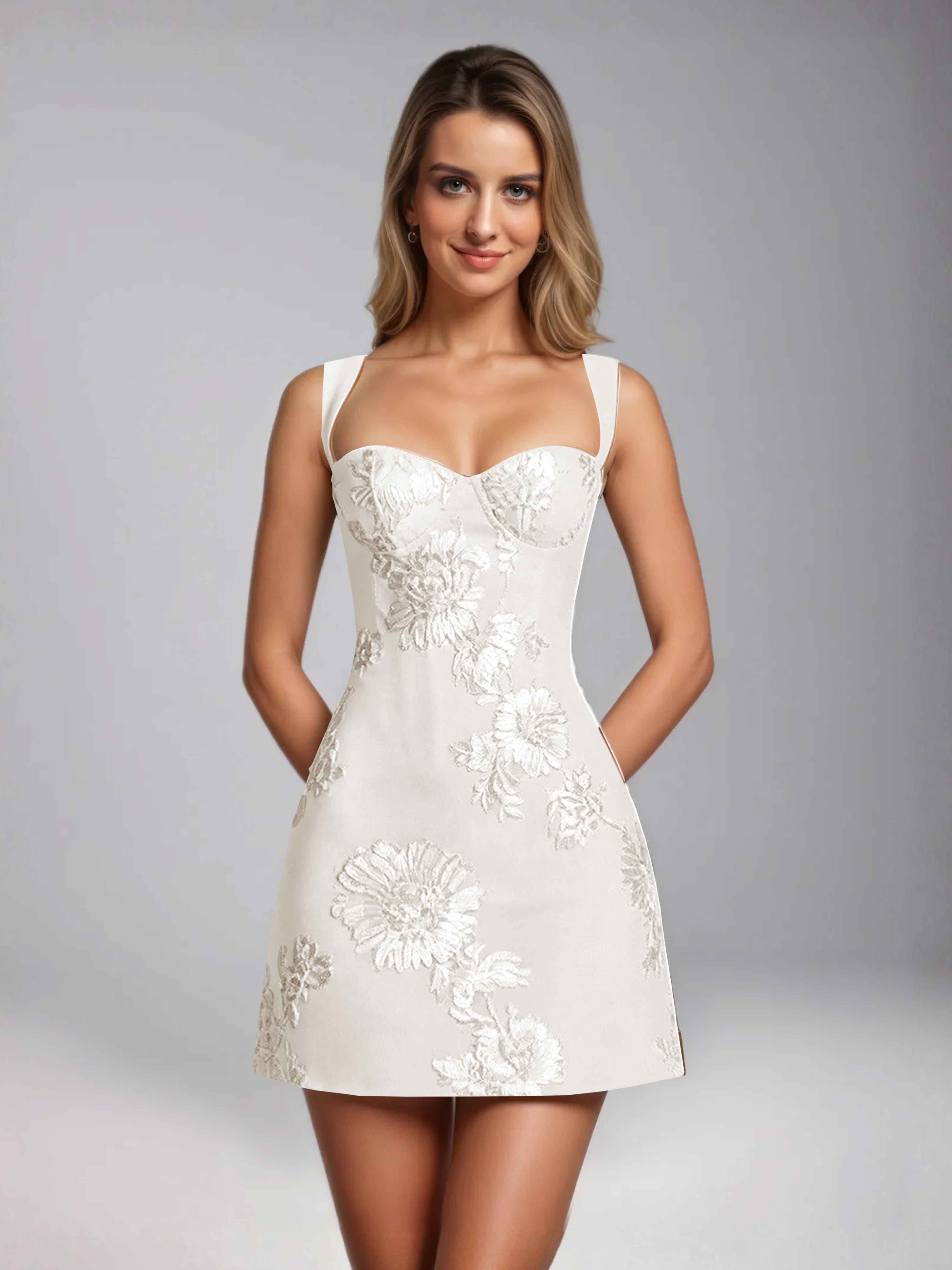 Helyara Fairytale Sweetheart Floral Ribbon Short Party Dresses