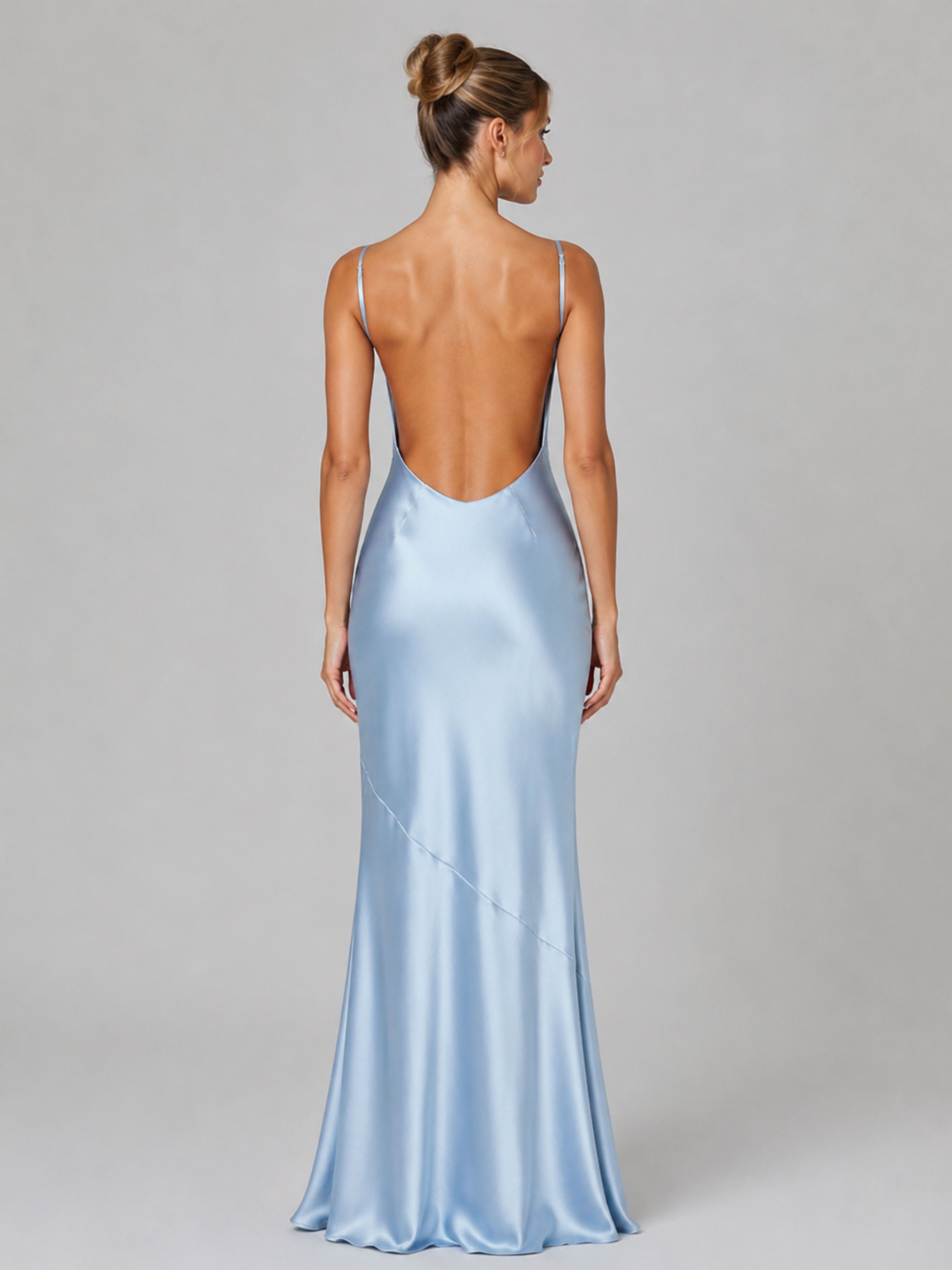 Virelina Spaghetti Straps Satin Mermaid Evening Dresses