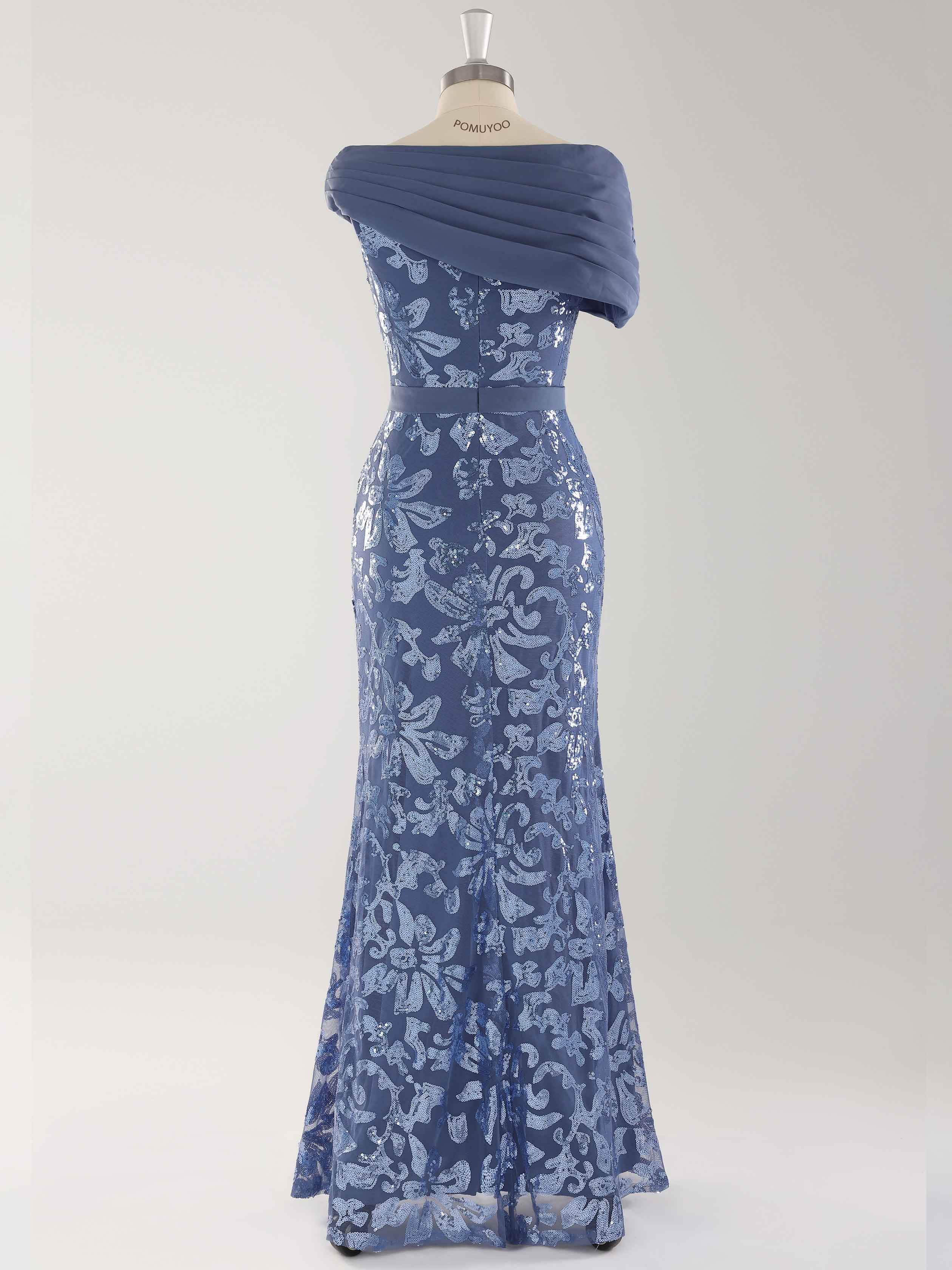 Harlee Asymmetrical Pleated Floor Length Sequins Mother of the Bride Dresses