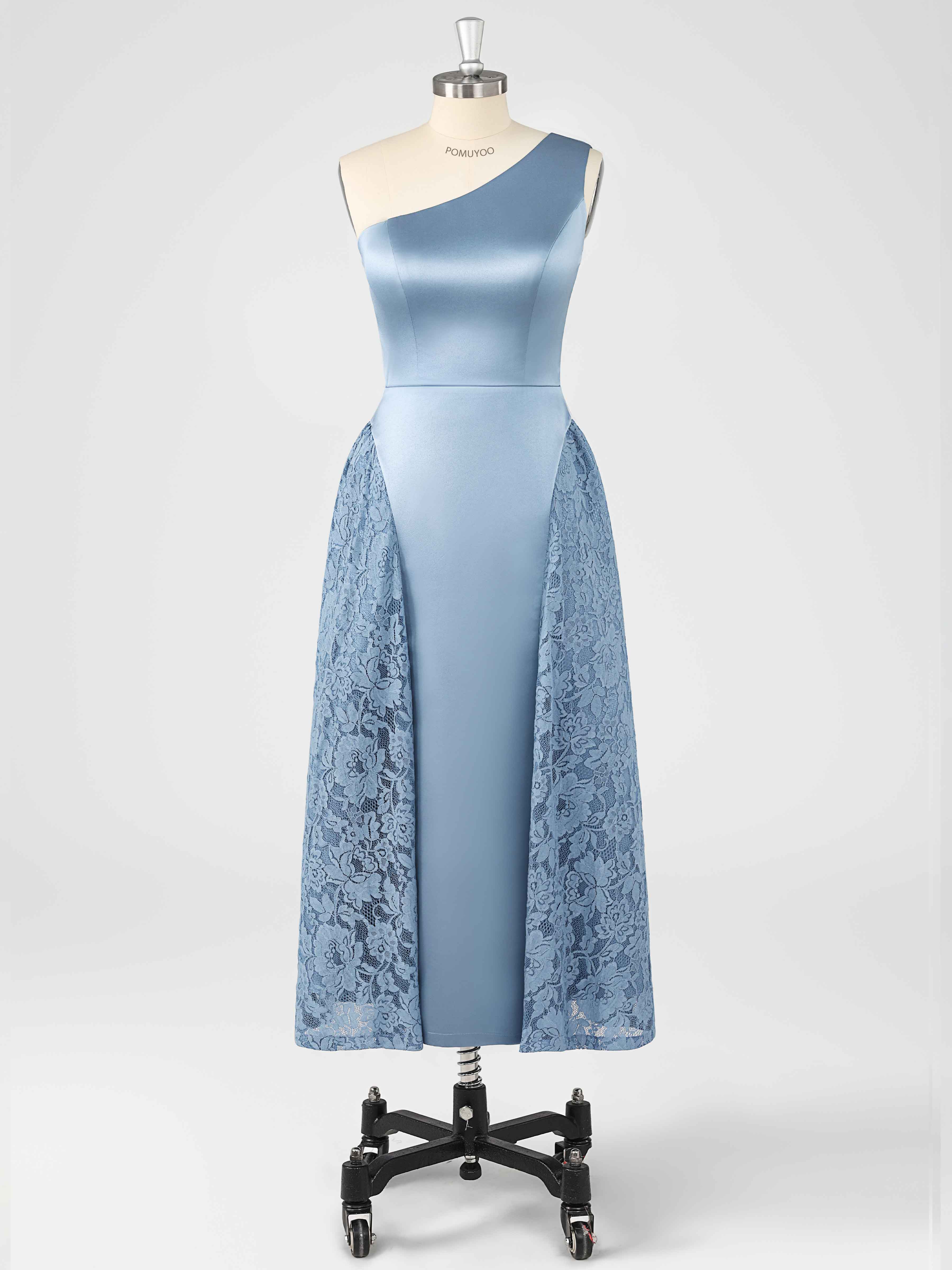 Jovie Charming One Shoulder Tea Length Satin Mother of the Bride Dresses