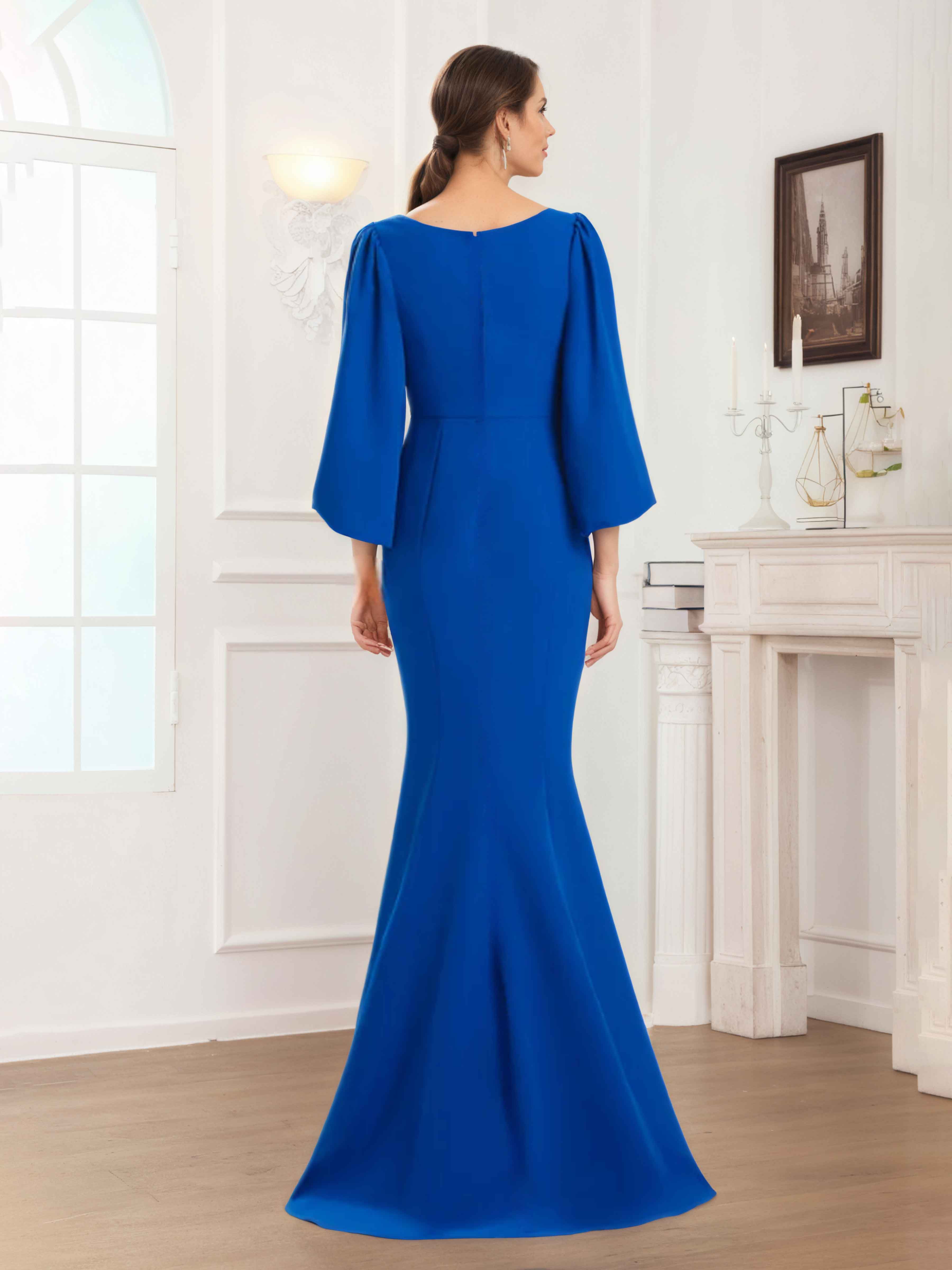 Aeliana Intellectual Trumpet V-neck Floor Length Chiffon Mother Of The Bride Dresses