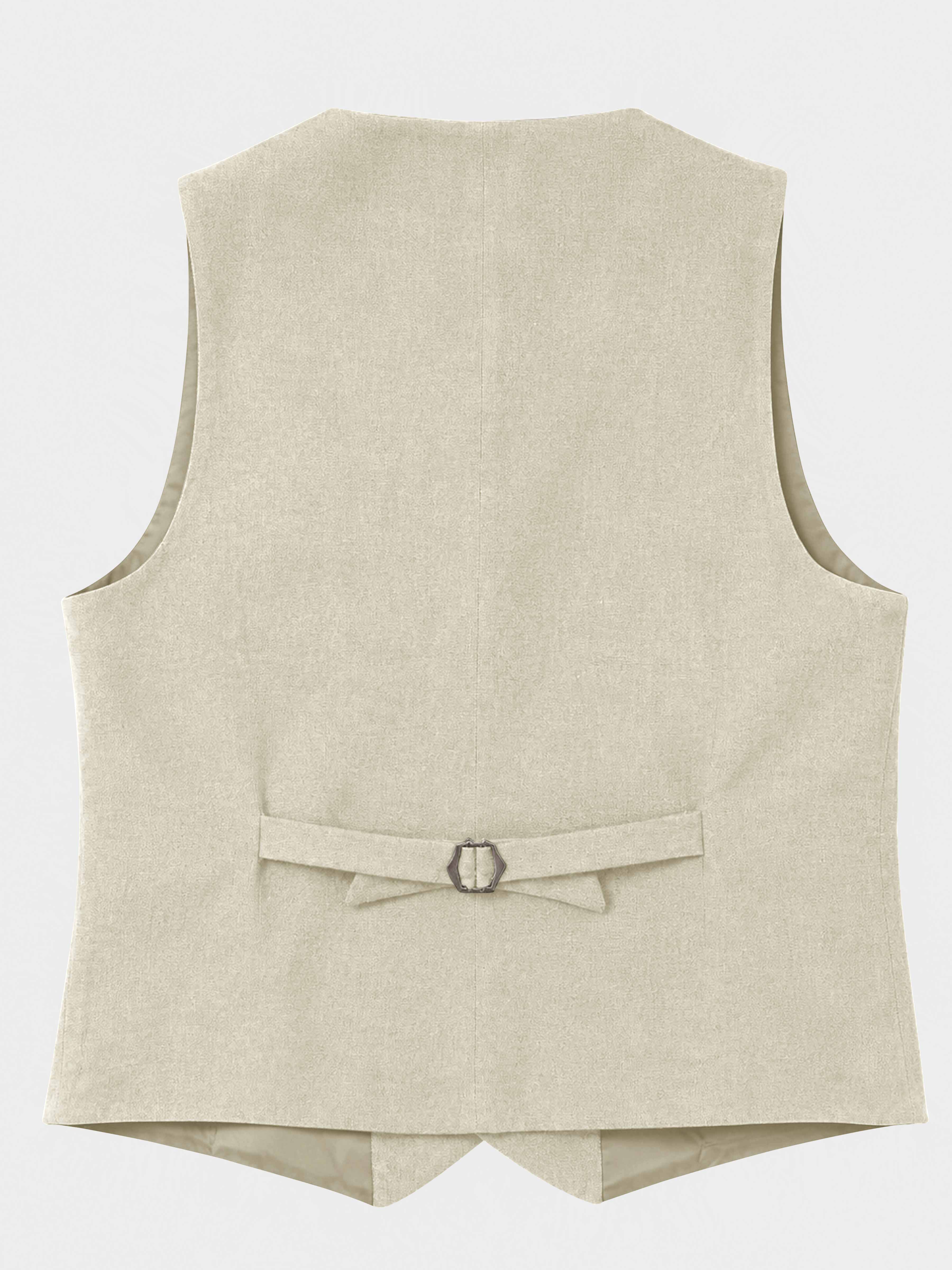 V-Neck Linen Suit Vest for Men | Wedding Waistcoat