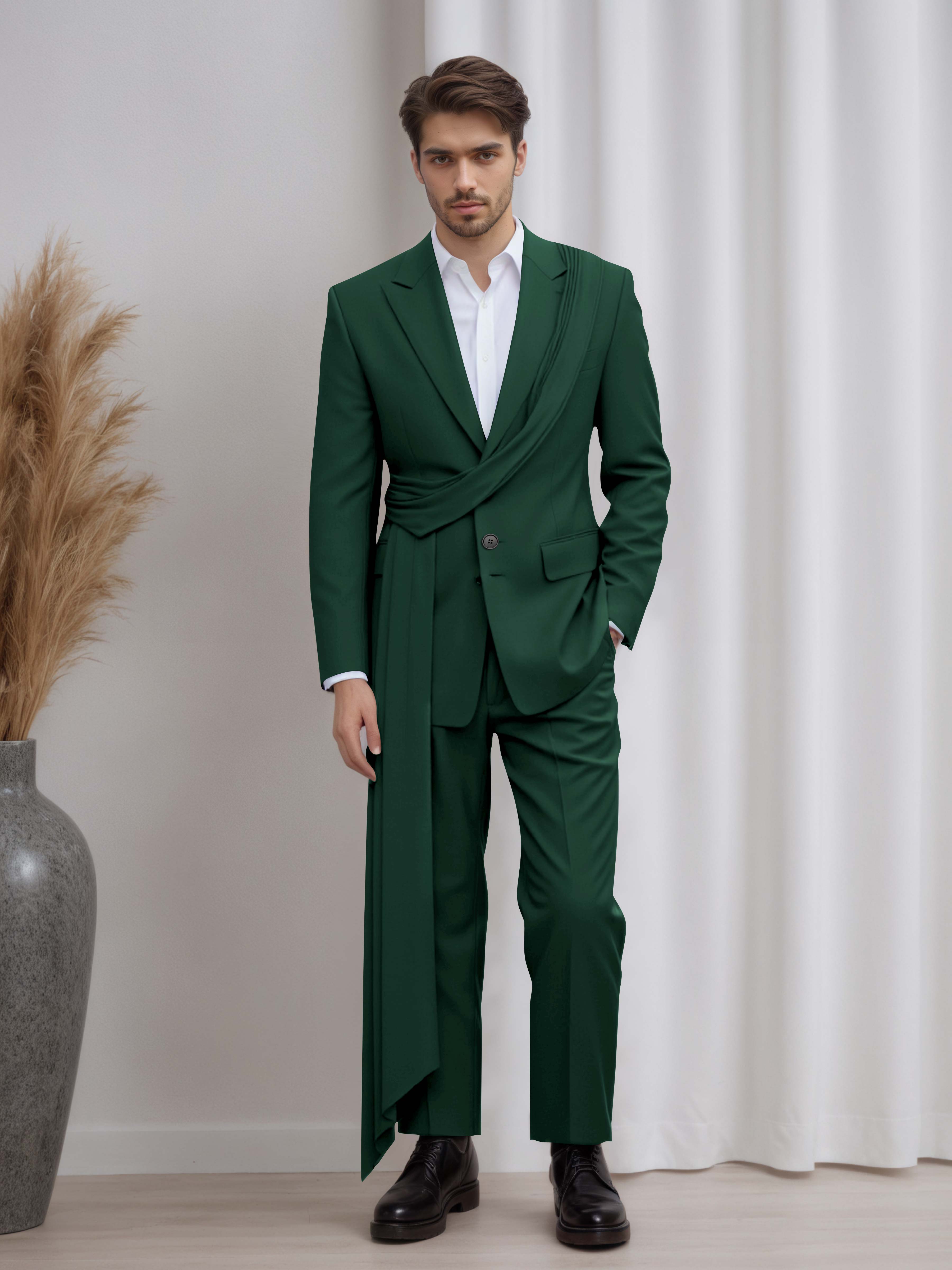 Artistic Peak Lapel Men's 2 Pieces Suit with Decorative Tape for Gala & Prom