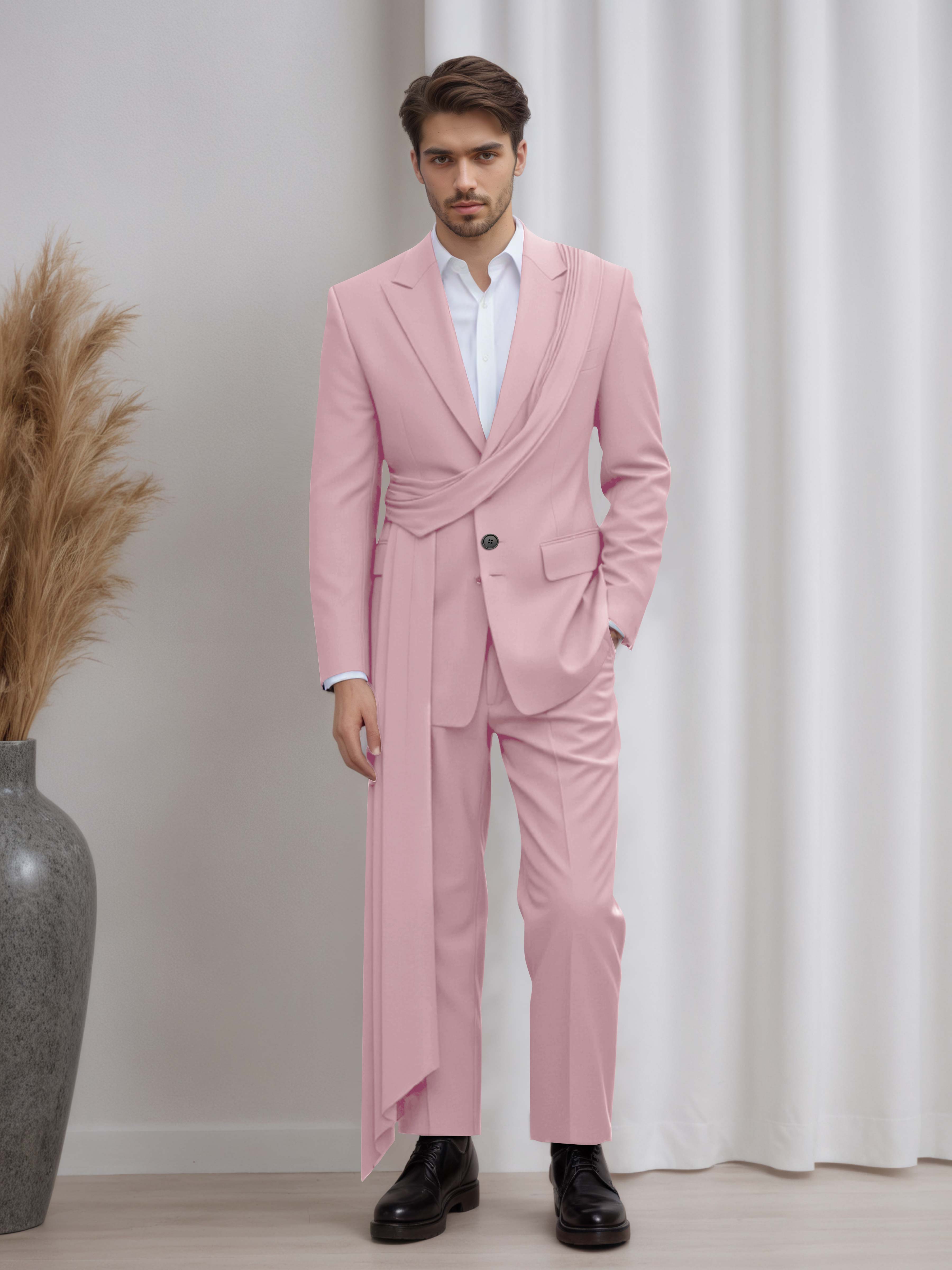 Artistic Peak Lapel Men's 2 Pieces Suit with Decorative Tape for Gala & Prom