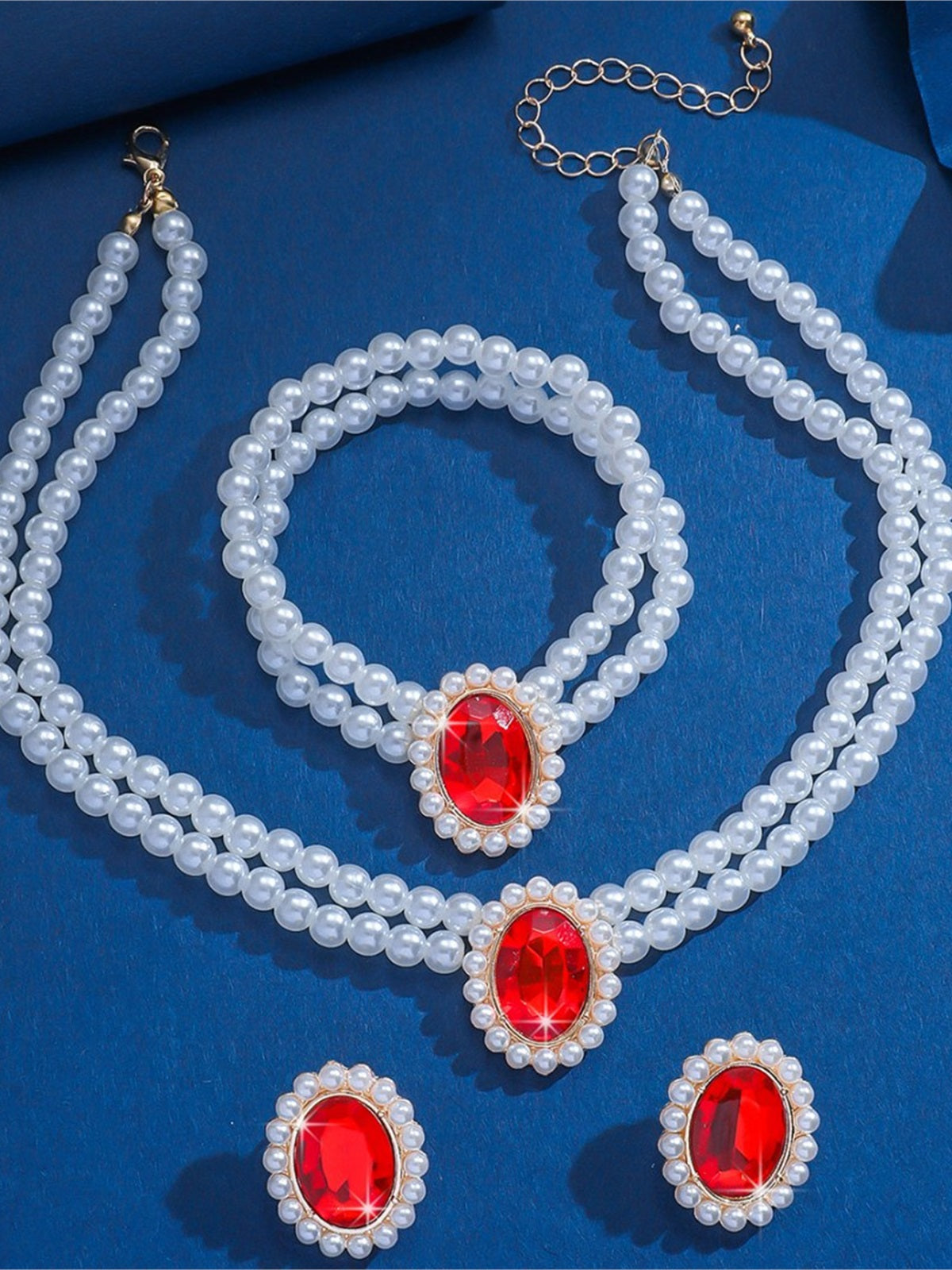 Black Pearl Crystal Formal Jewelry Set