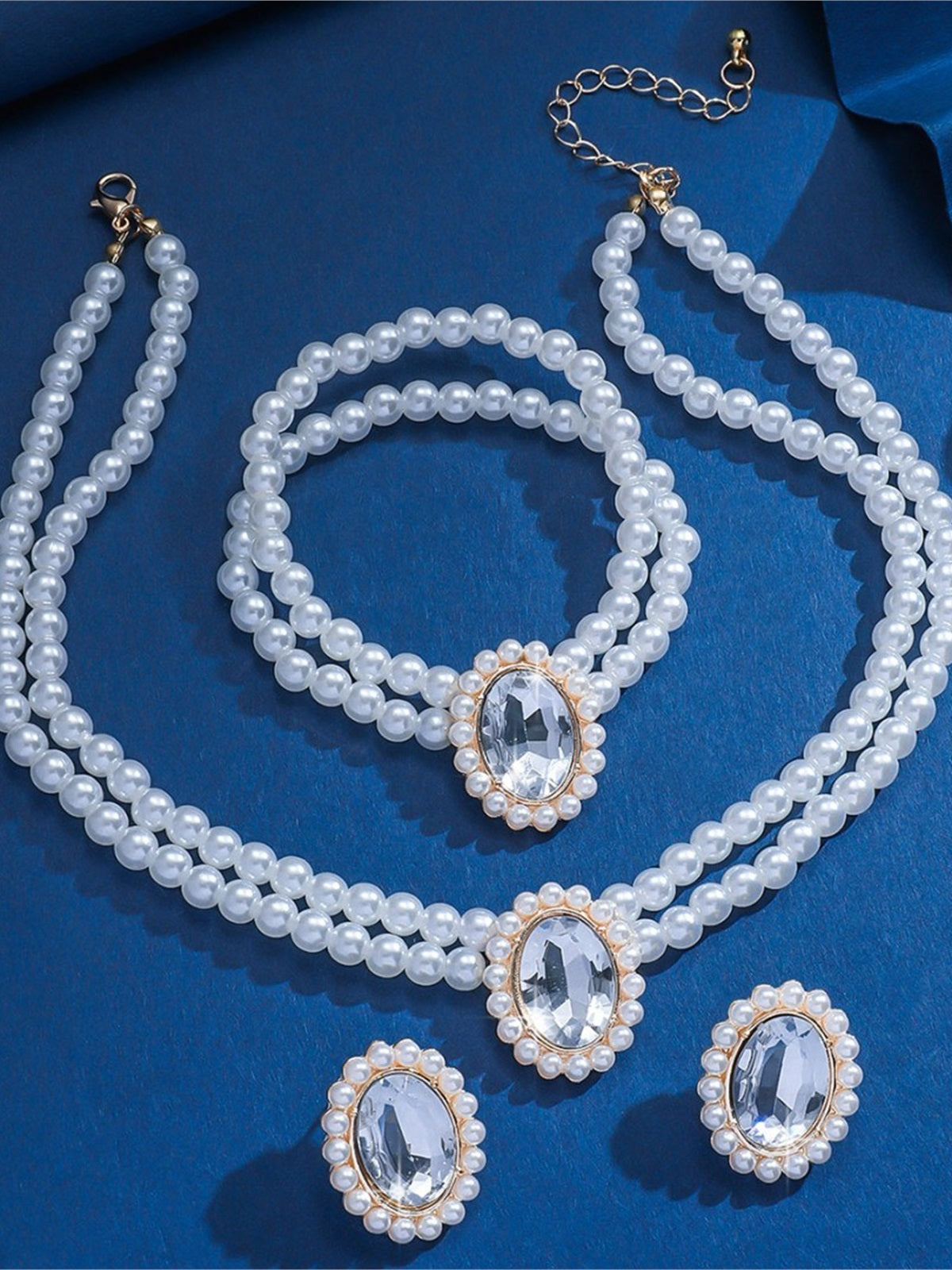 Black Pearl Crystal Formal Jewelry Set