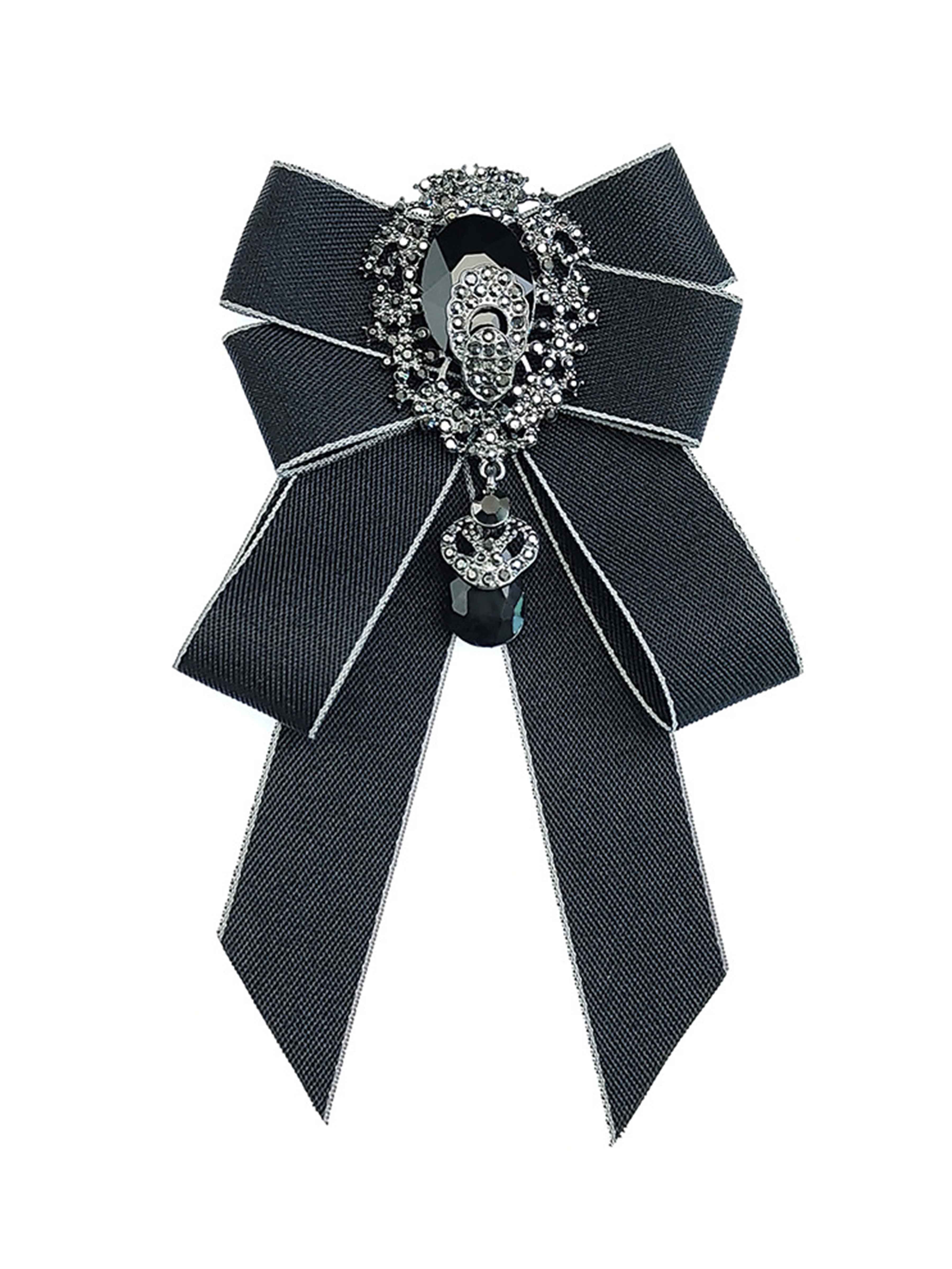 Men's Rhinestone Ribbon Bow Tie Brooch for Suits & Formal Wear