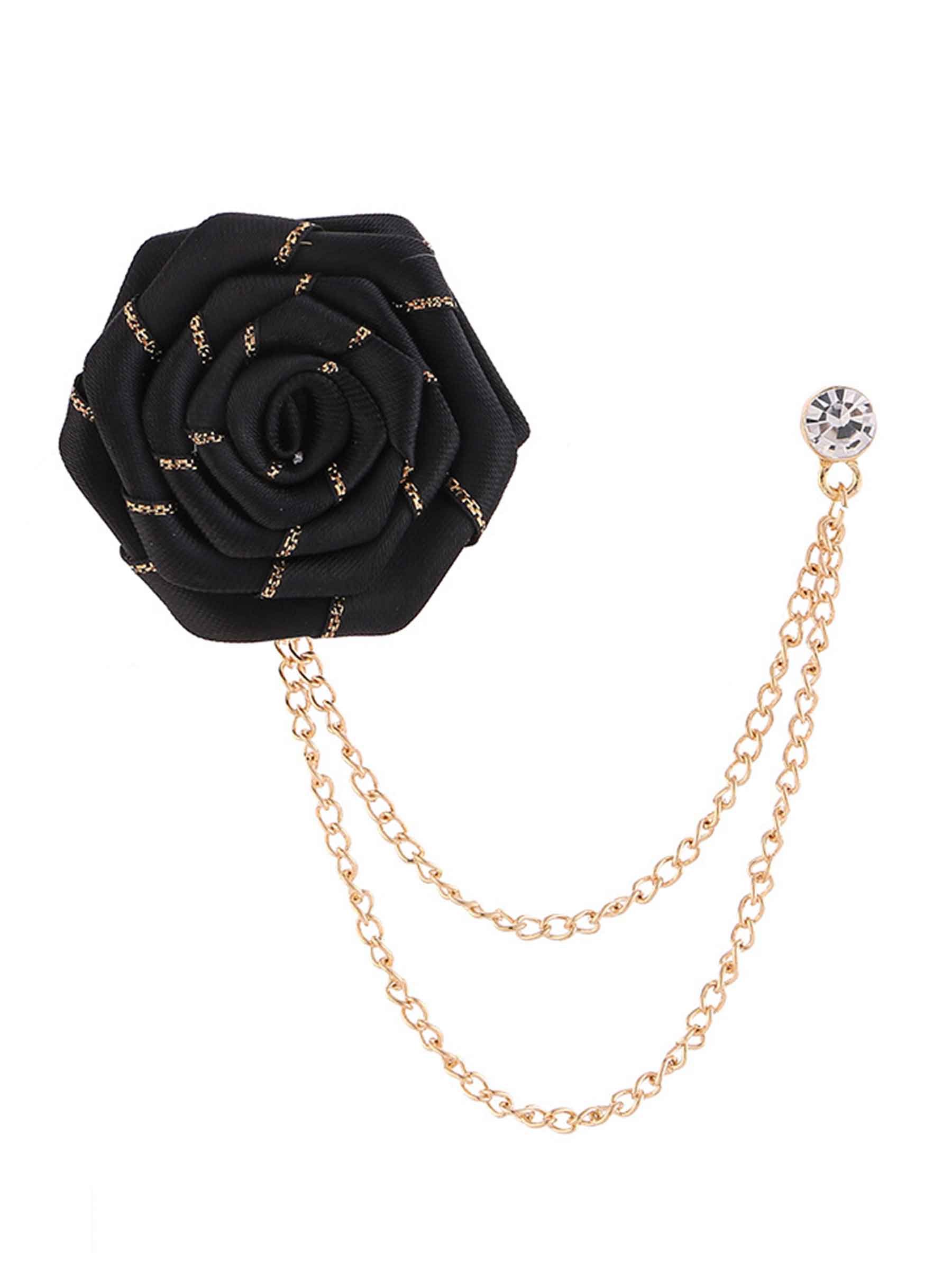 Pomuyoo Trendy Rose Flower Lapel Pins for Men's Suit