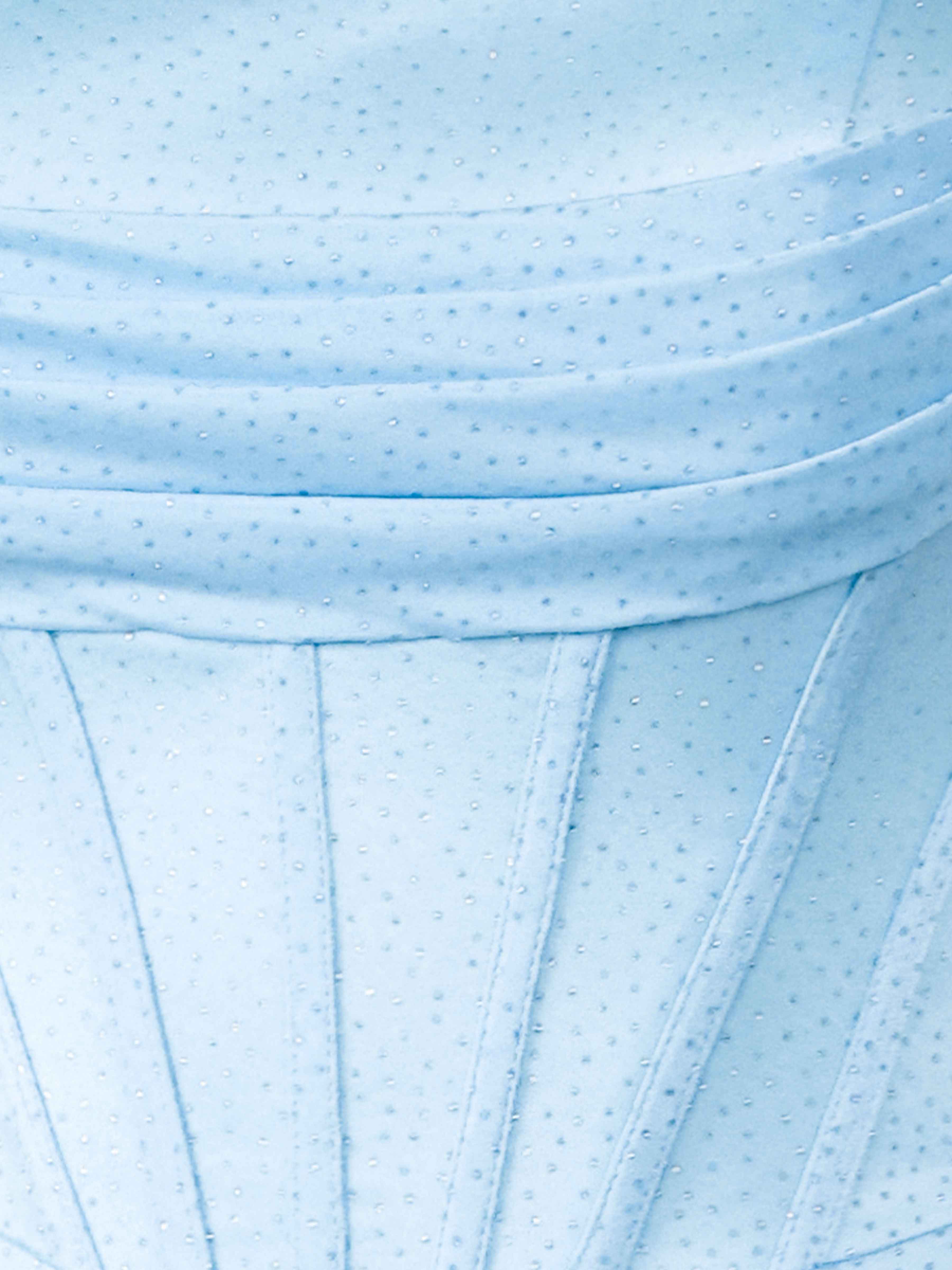 Blue Sparkly Mermaid Ruffles Slit Sweep Train Satin Prom Dresses