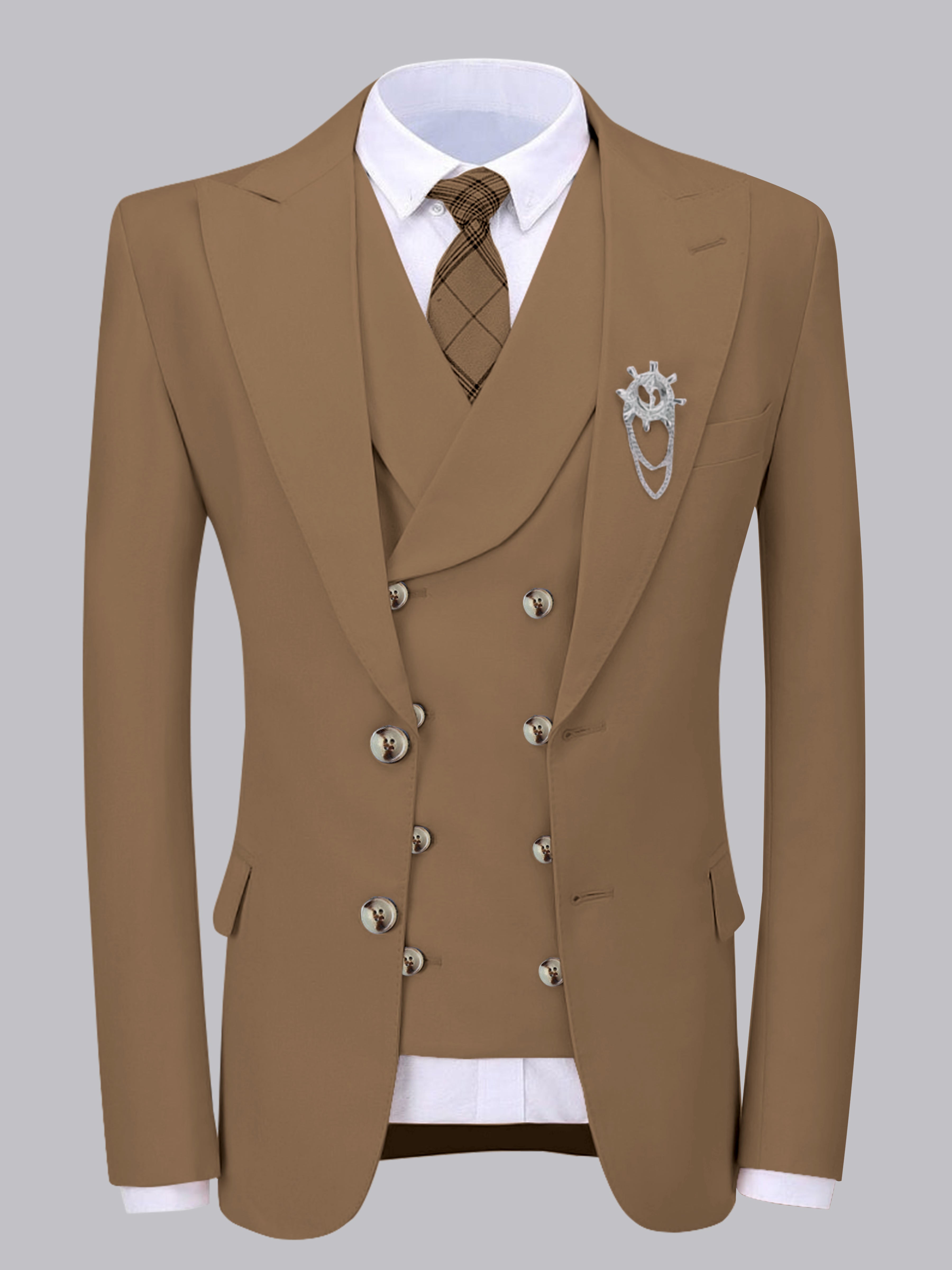 Elegant Men's Two Buttons 2 Pieces Wedding Suit Jacket & Vest