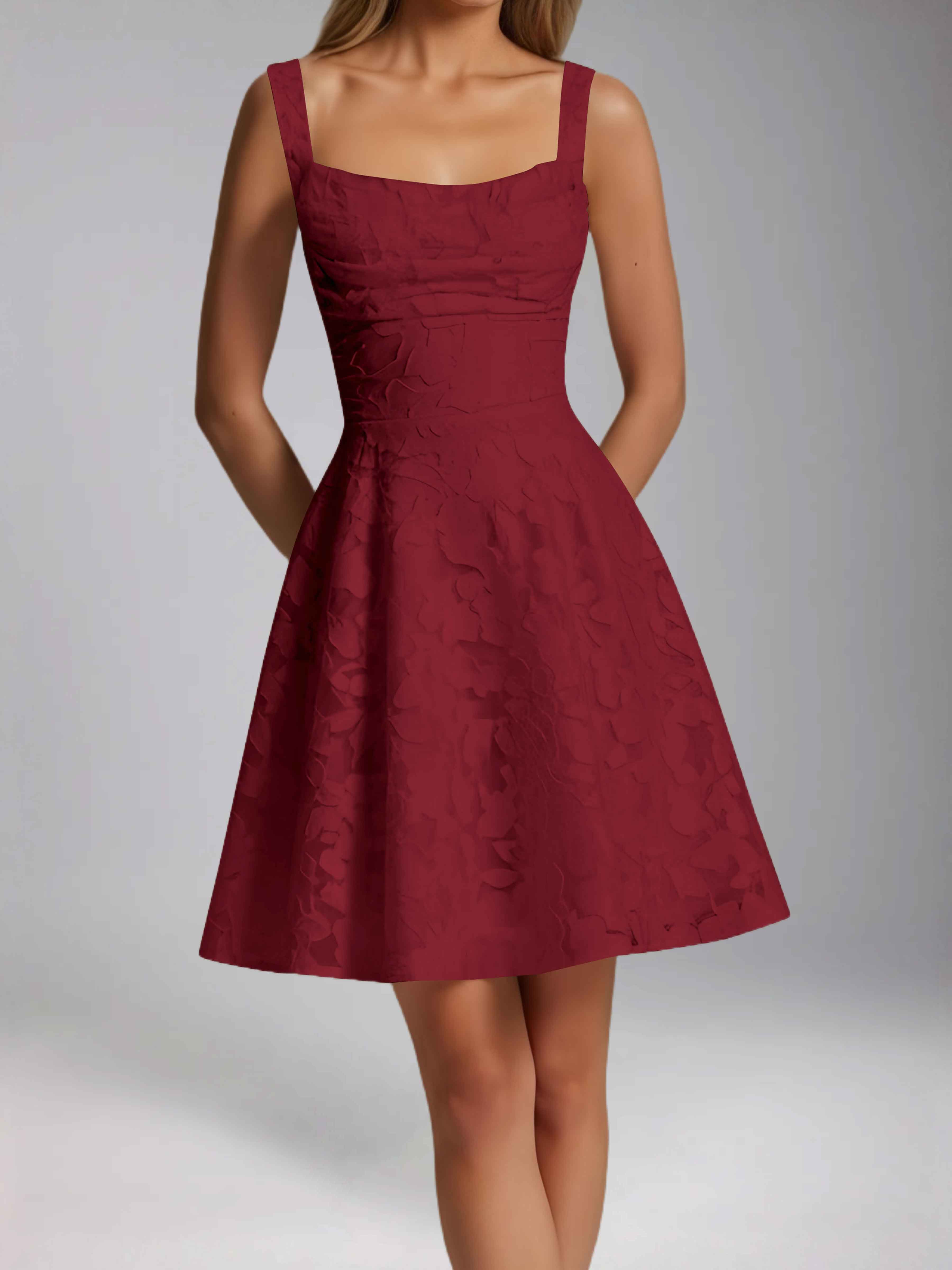 Oraelvanna Elegant Pleated A-Line Jacquard Short Party Dresses