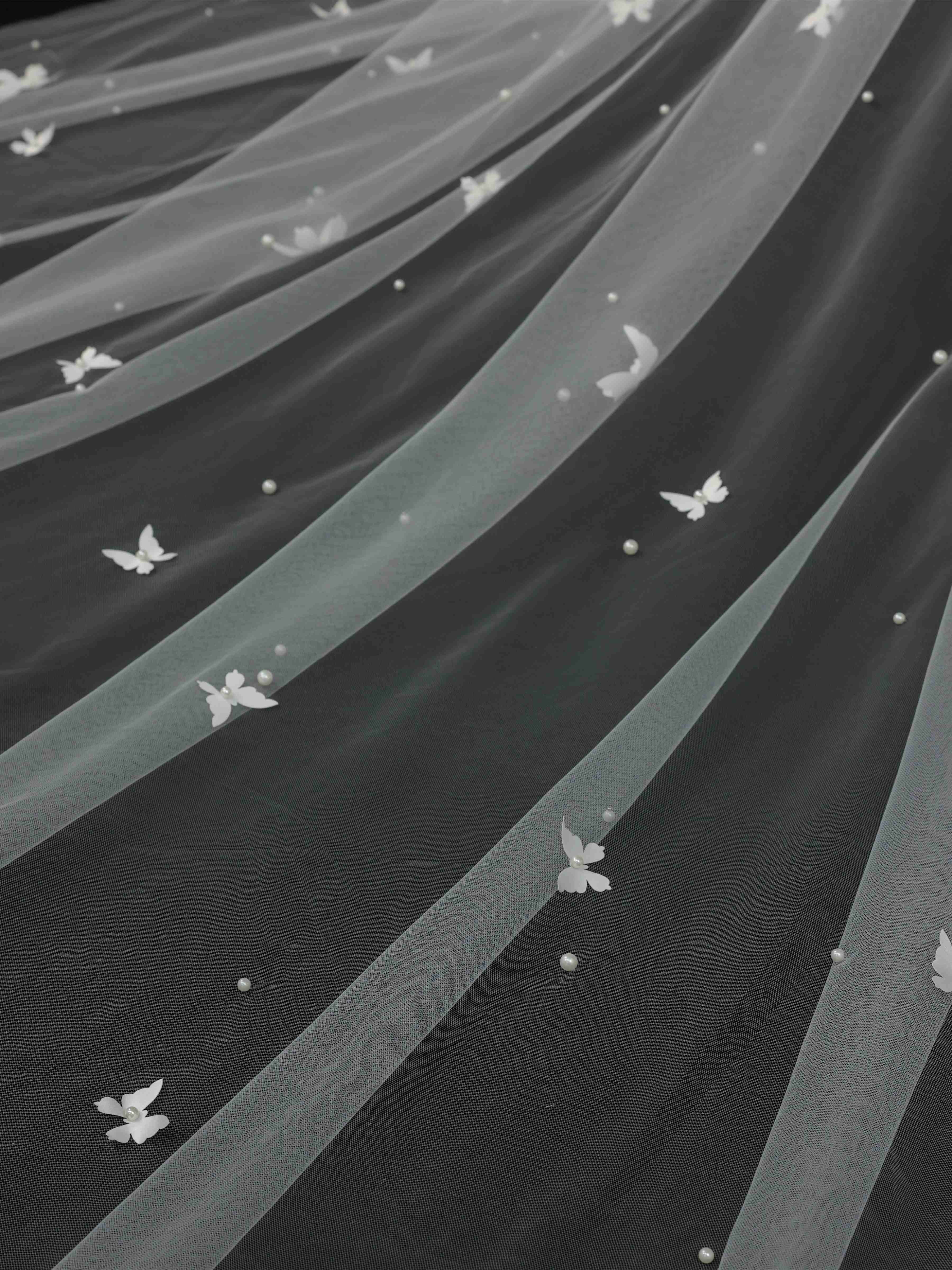 Butterfly Cathedral Wedding Veil with Soft Tulle