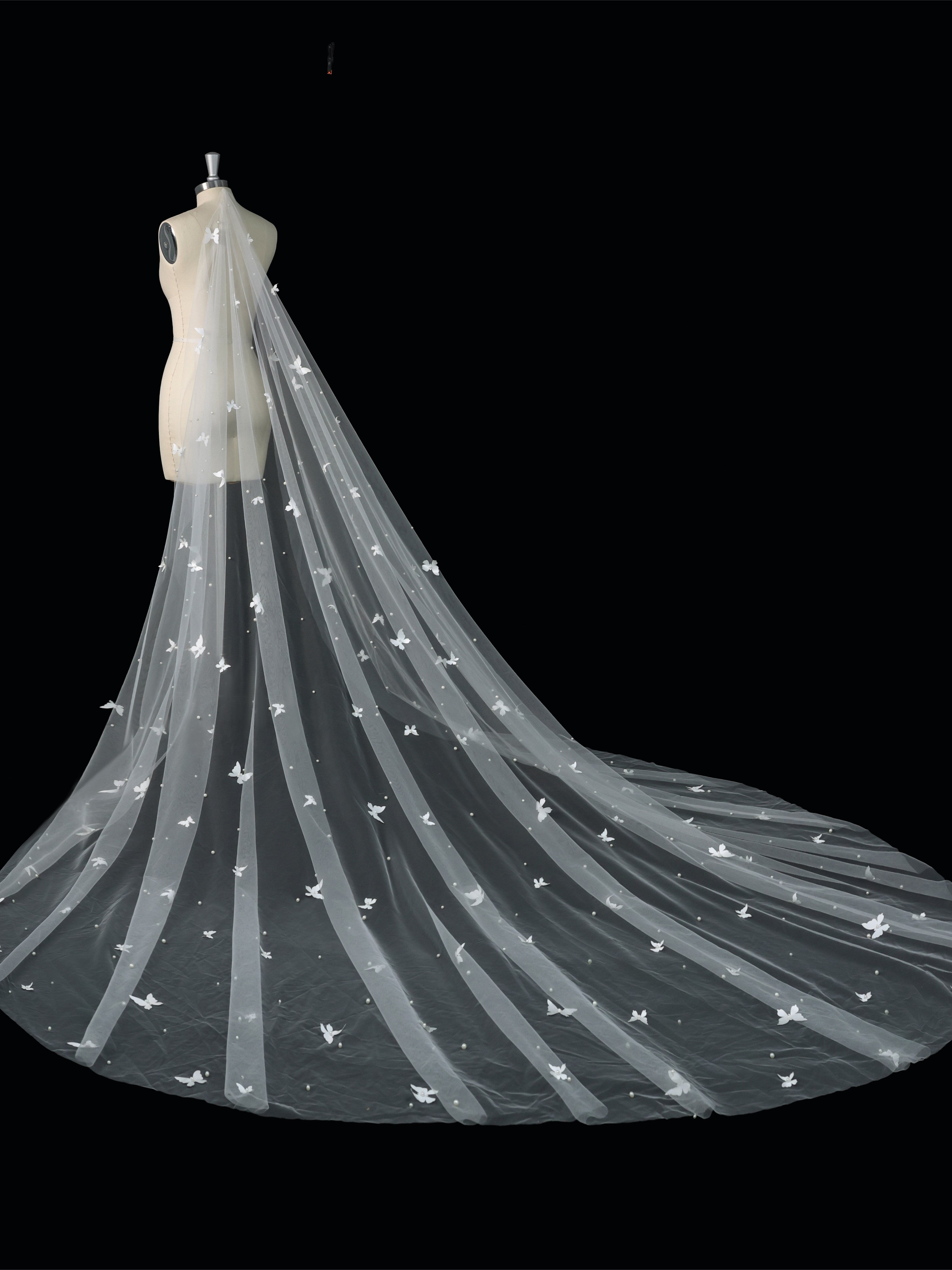 Butterfly Cathedral Wedding Veil with Soft Tulle