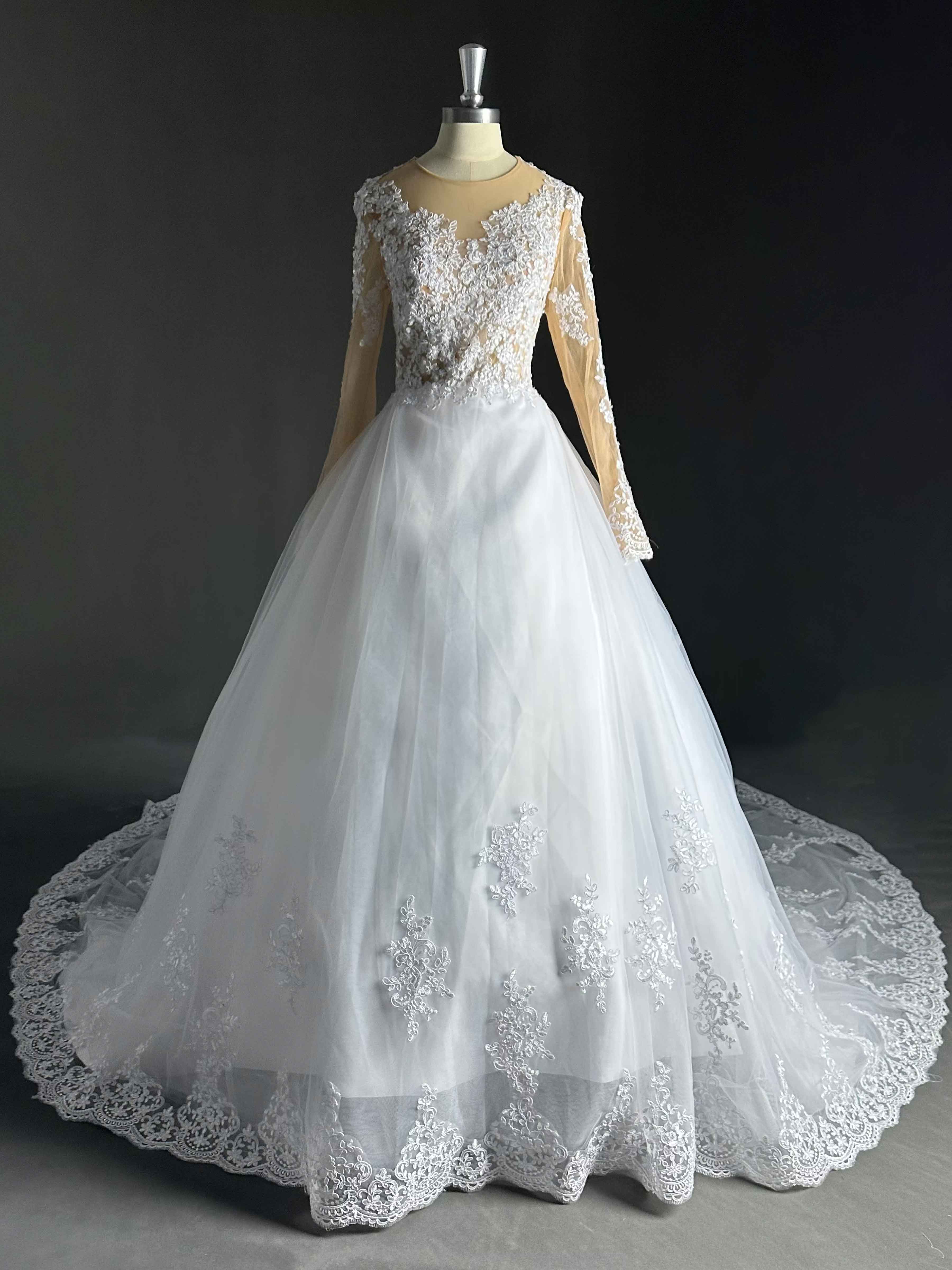 Catherine A-Line Long Sleeves Lace Court Train Wedding Dress Catherine A-Line Long Sleeves Lace Court Train Wedding Dress