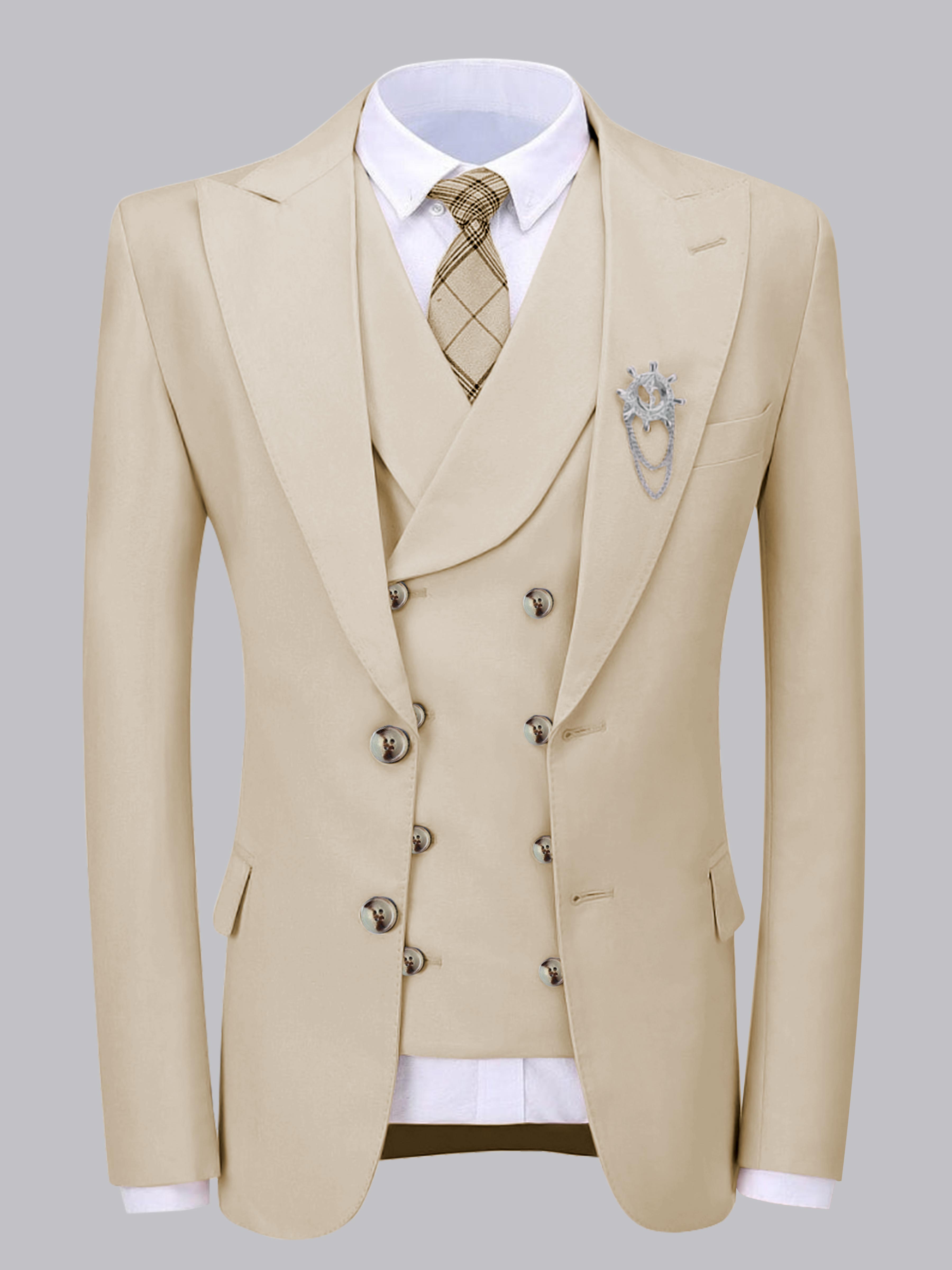 Elegant Men's Two Buttons 2 Pieces Wedding Suit Jacket & Vest