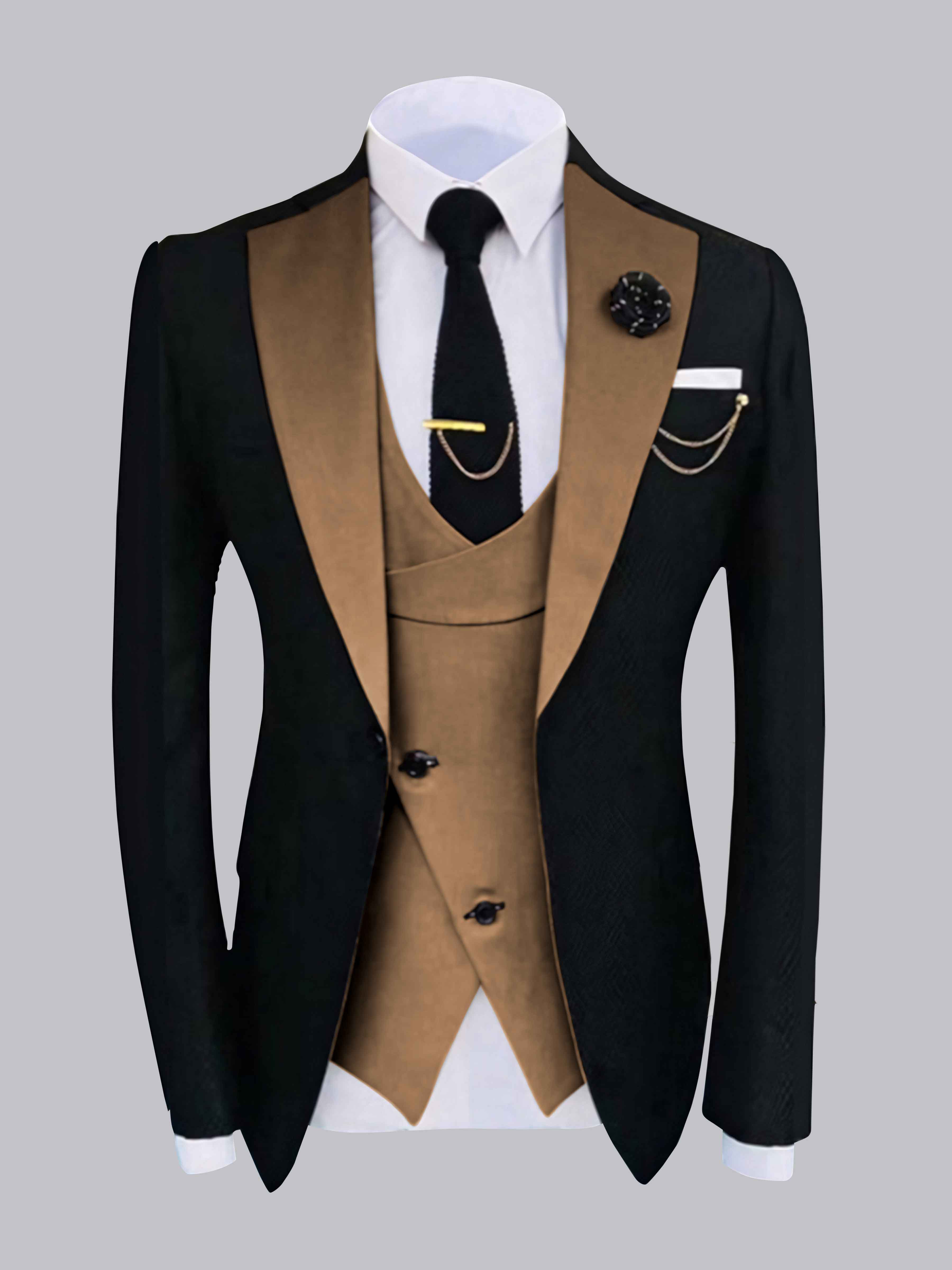 Chic Men's One Button Contrast Finishes Jacket