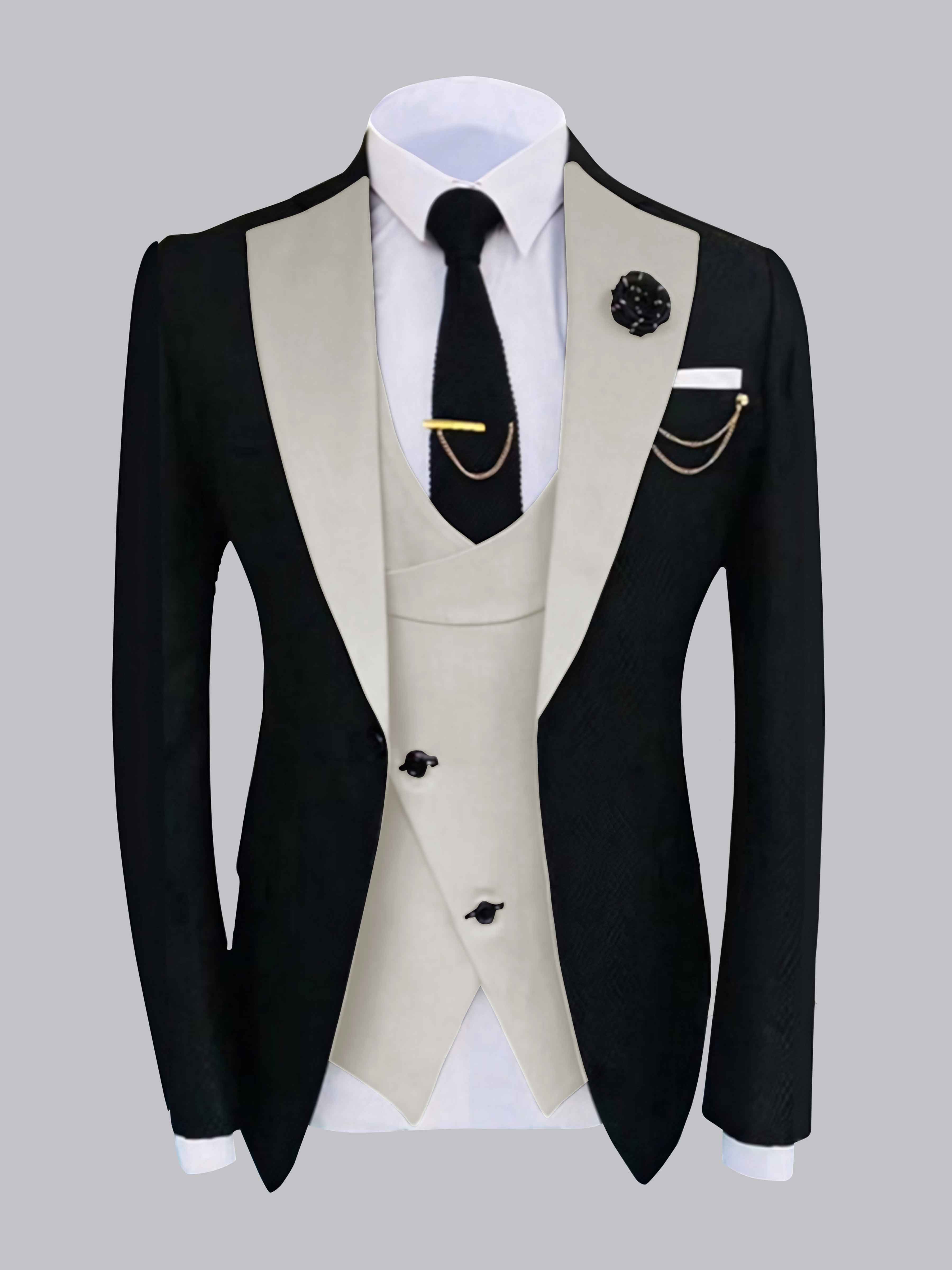 Chic Men's One Button Contrast Finishes Jacket