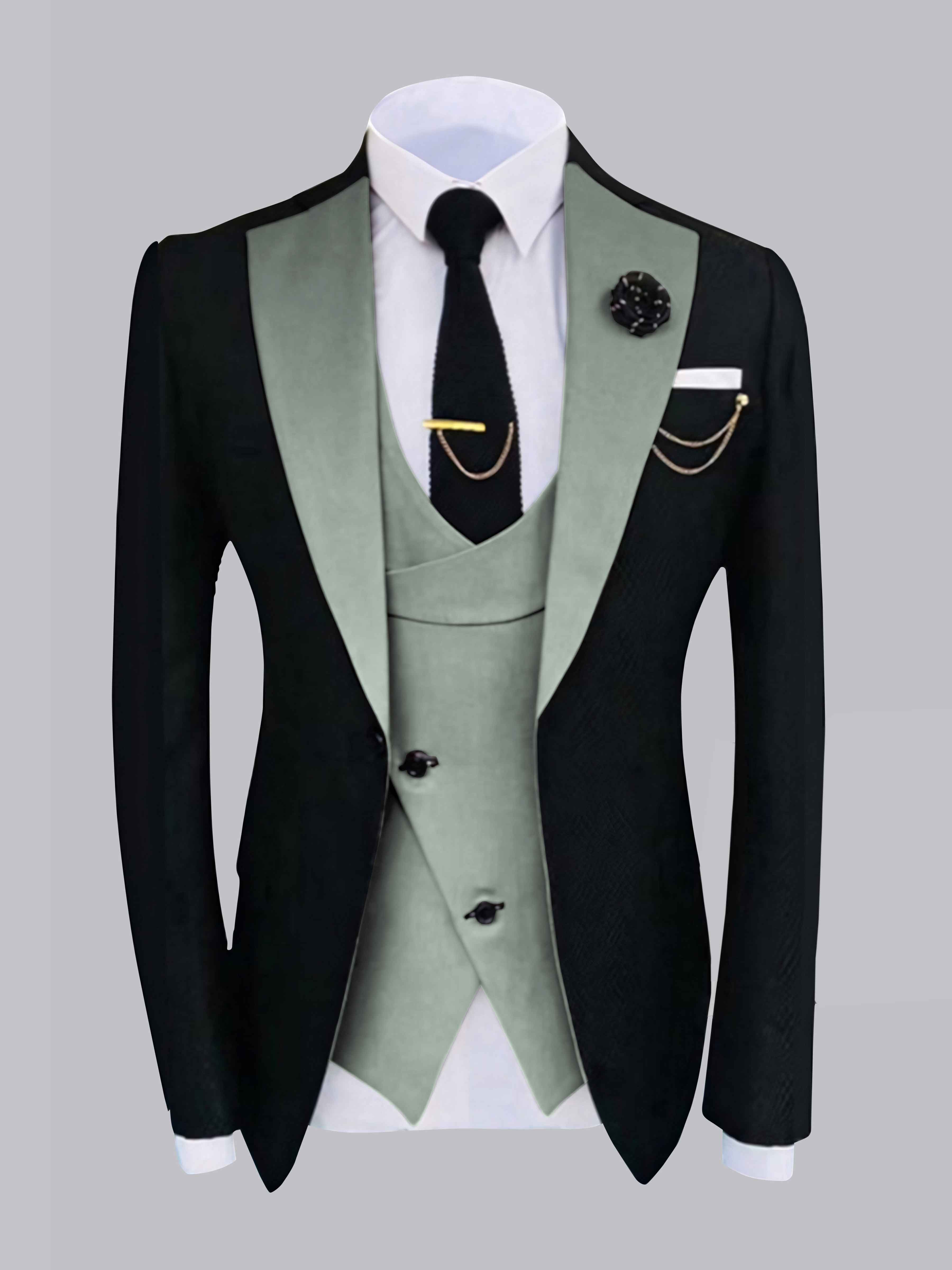 Chic Men's One Button Contrast Finishes Jacket