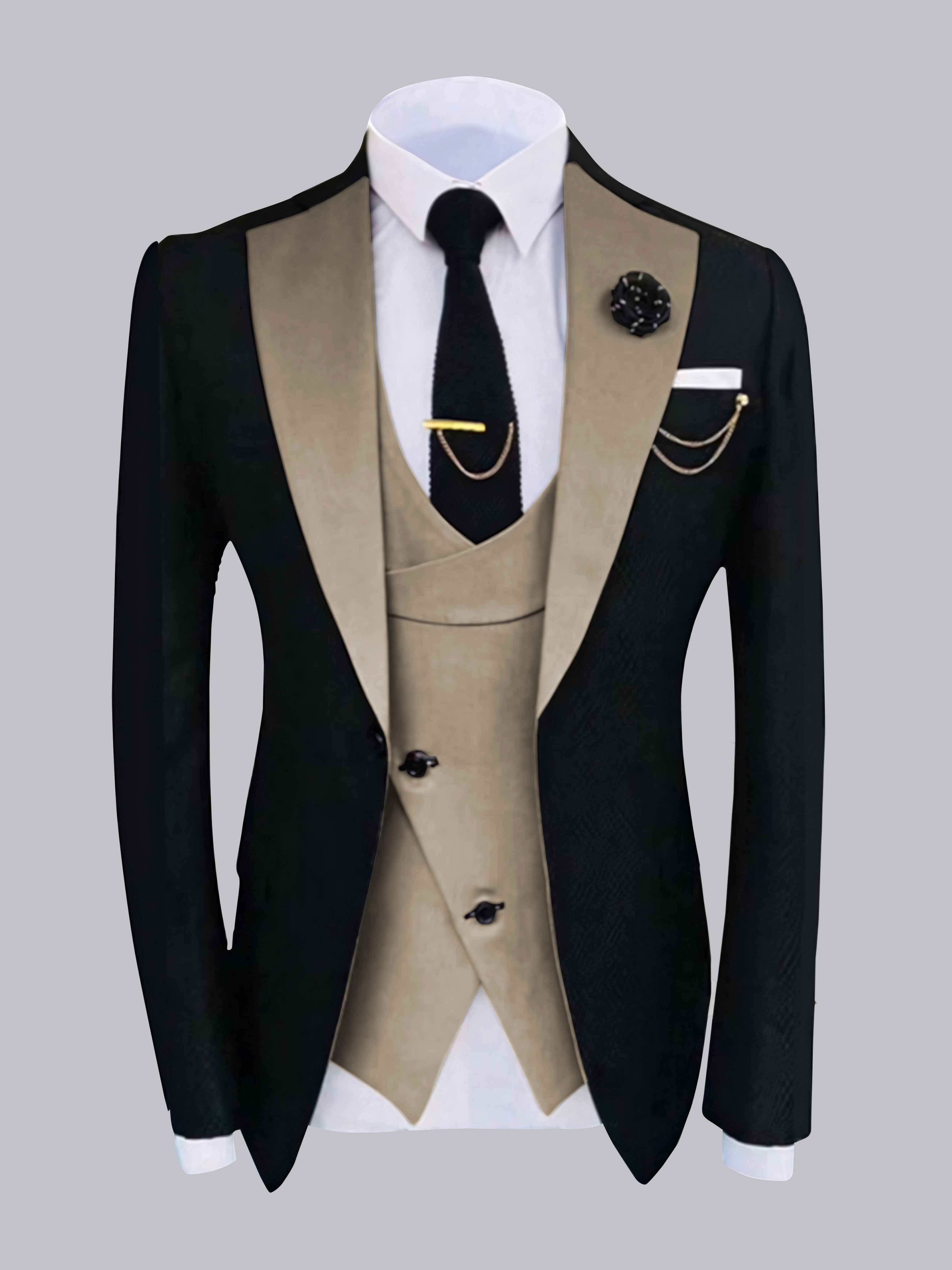 Chic Men's One Button Contrast Finishes Jacket