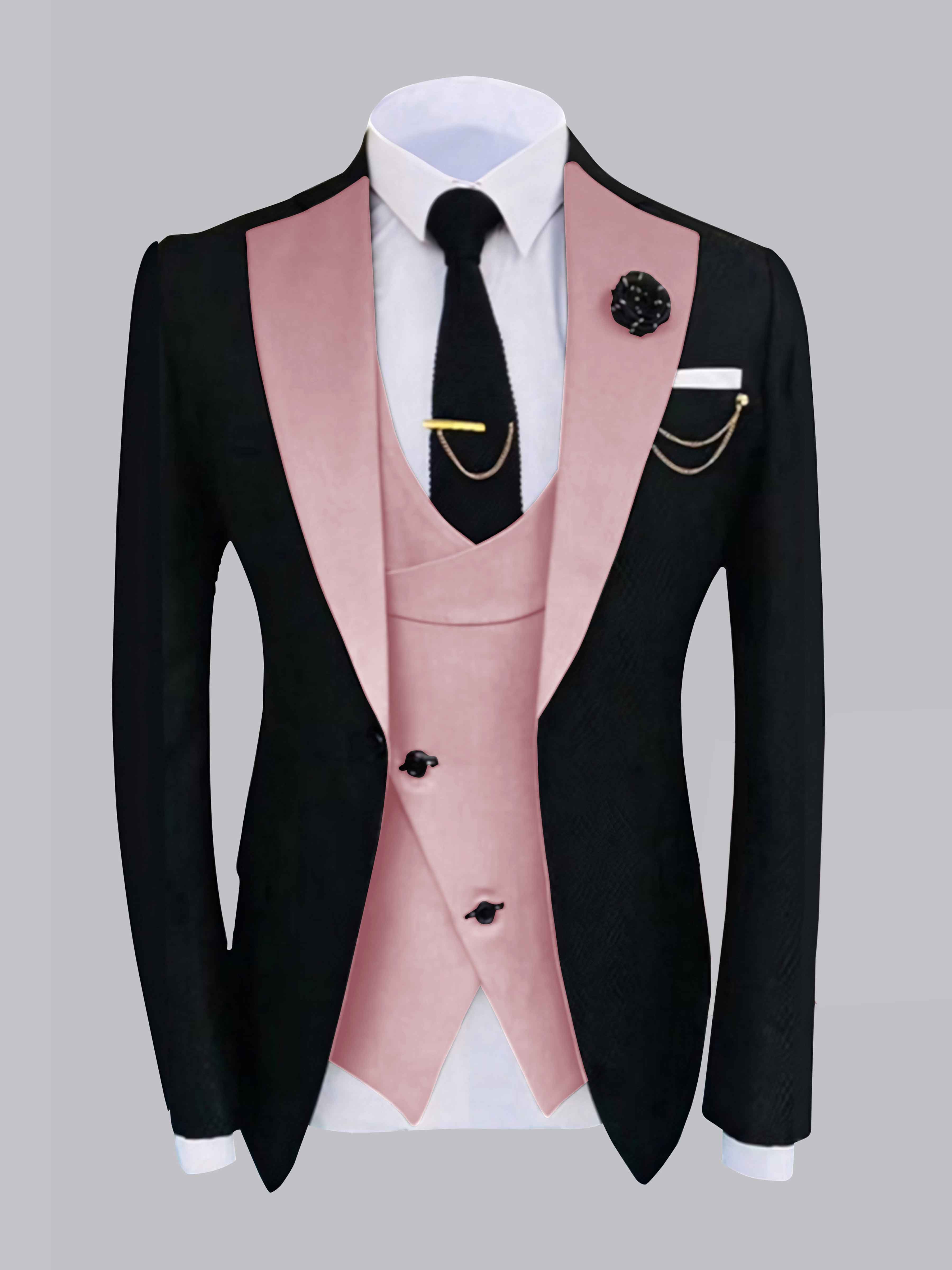 Chic Men's One Button Contrast Finishes Jacket