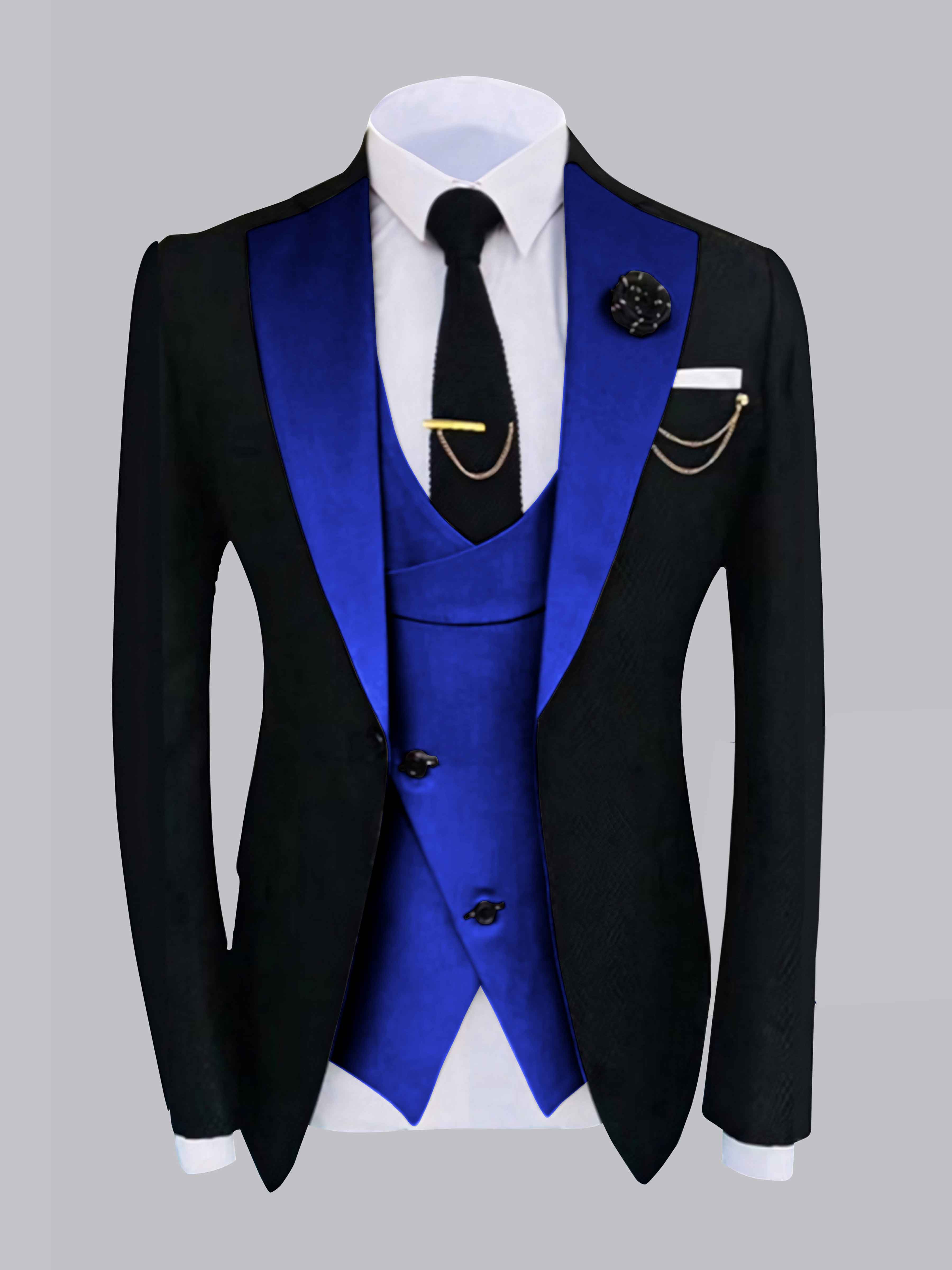 Chic Men's One Button Contrast Finishes Jacket