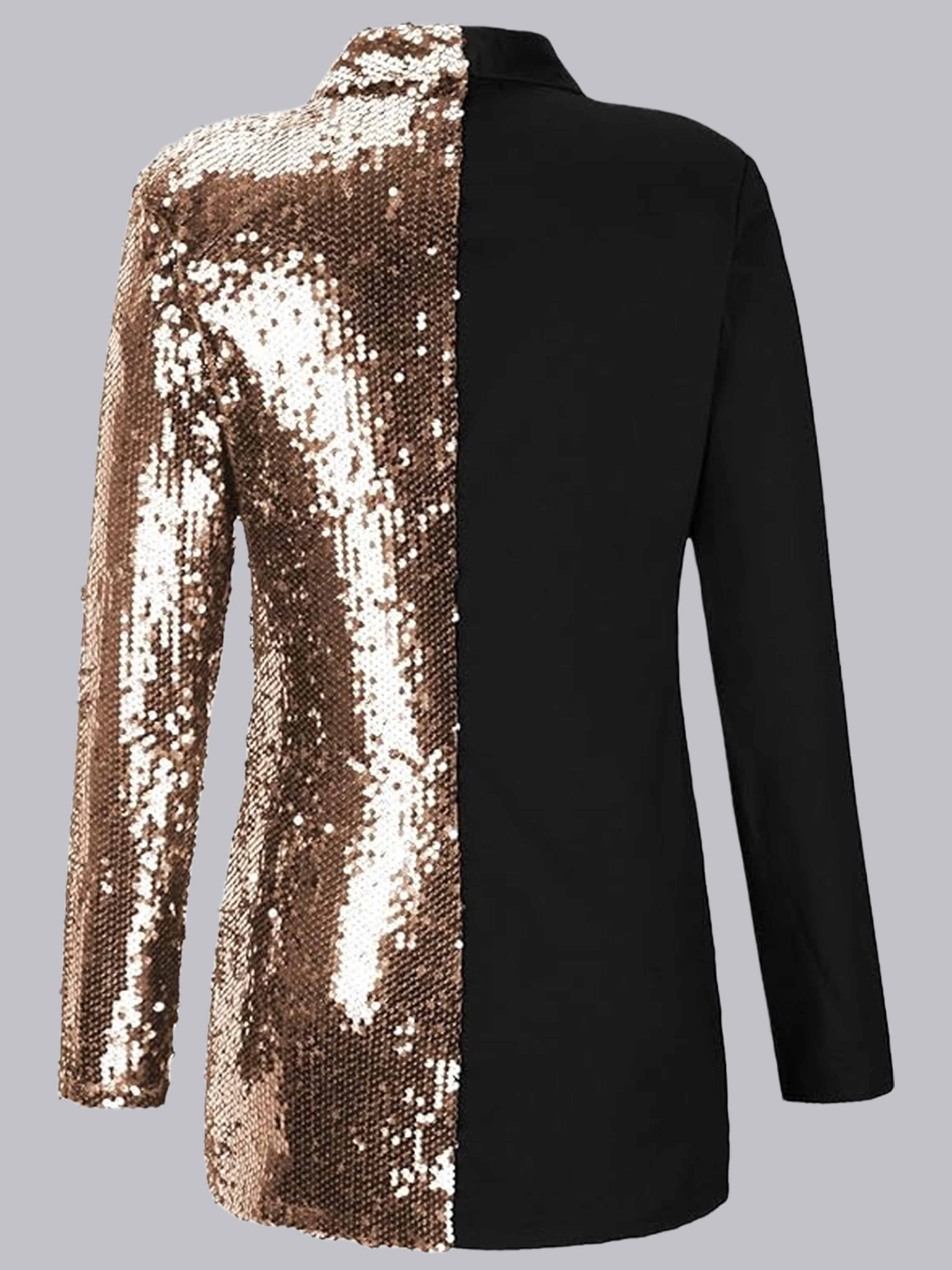 Chic Women's Color blocking Double Breasted Prom Suit Jacket