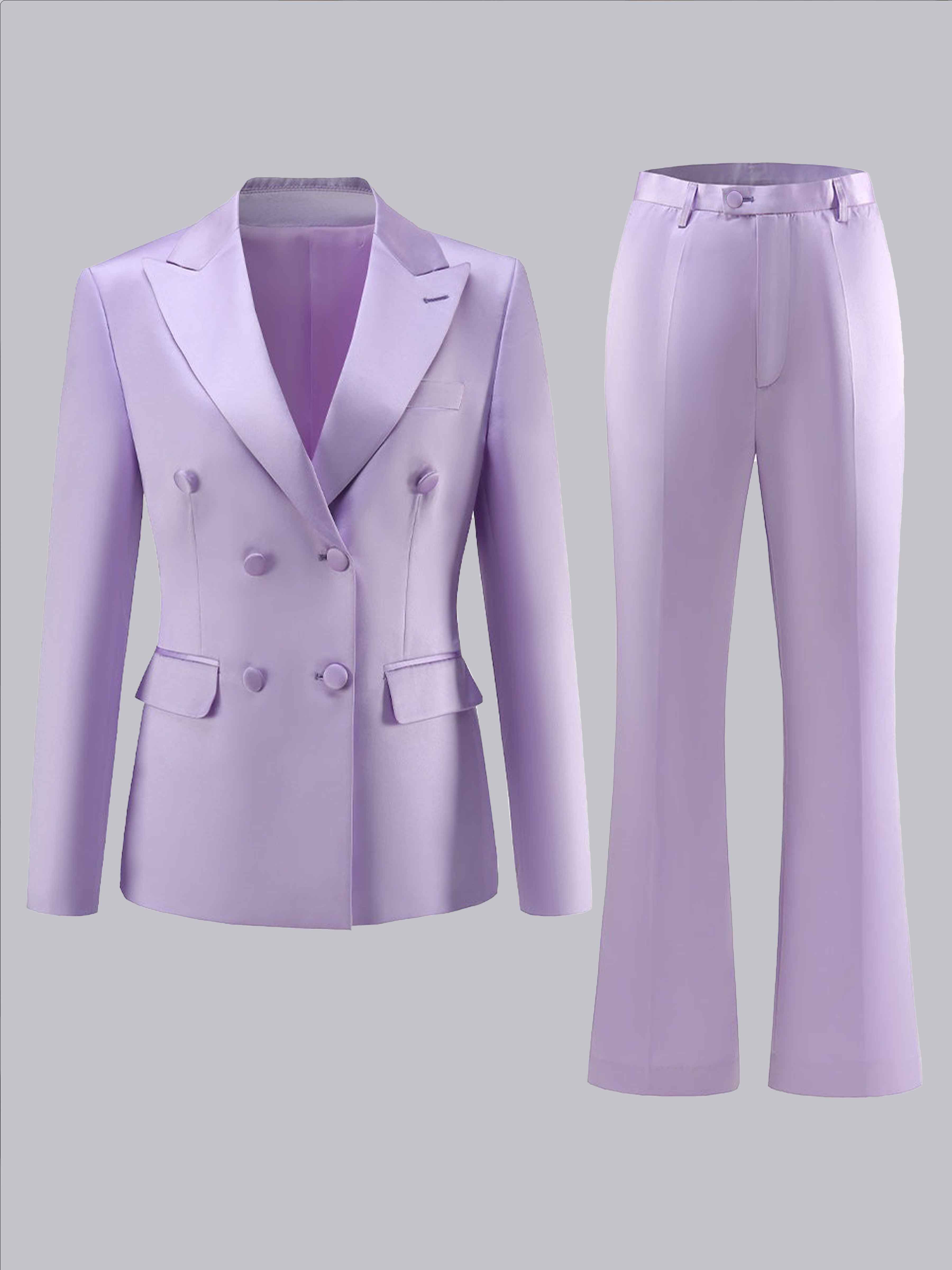 Chic Satin Wedding Blazer and Pants Suit Set For Women