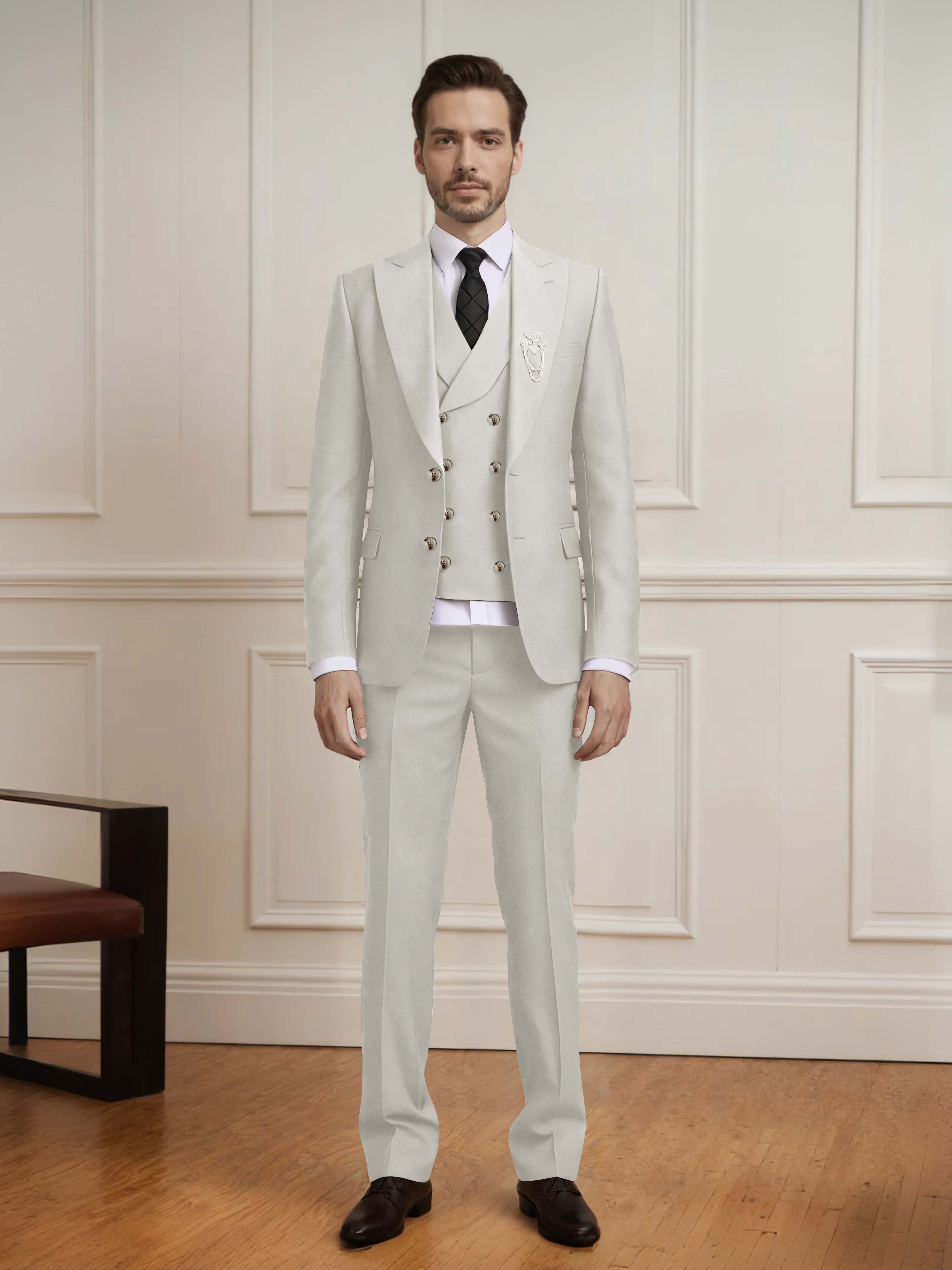Classic Two Button Men's Wedding Suit 3 Pieces Set