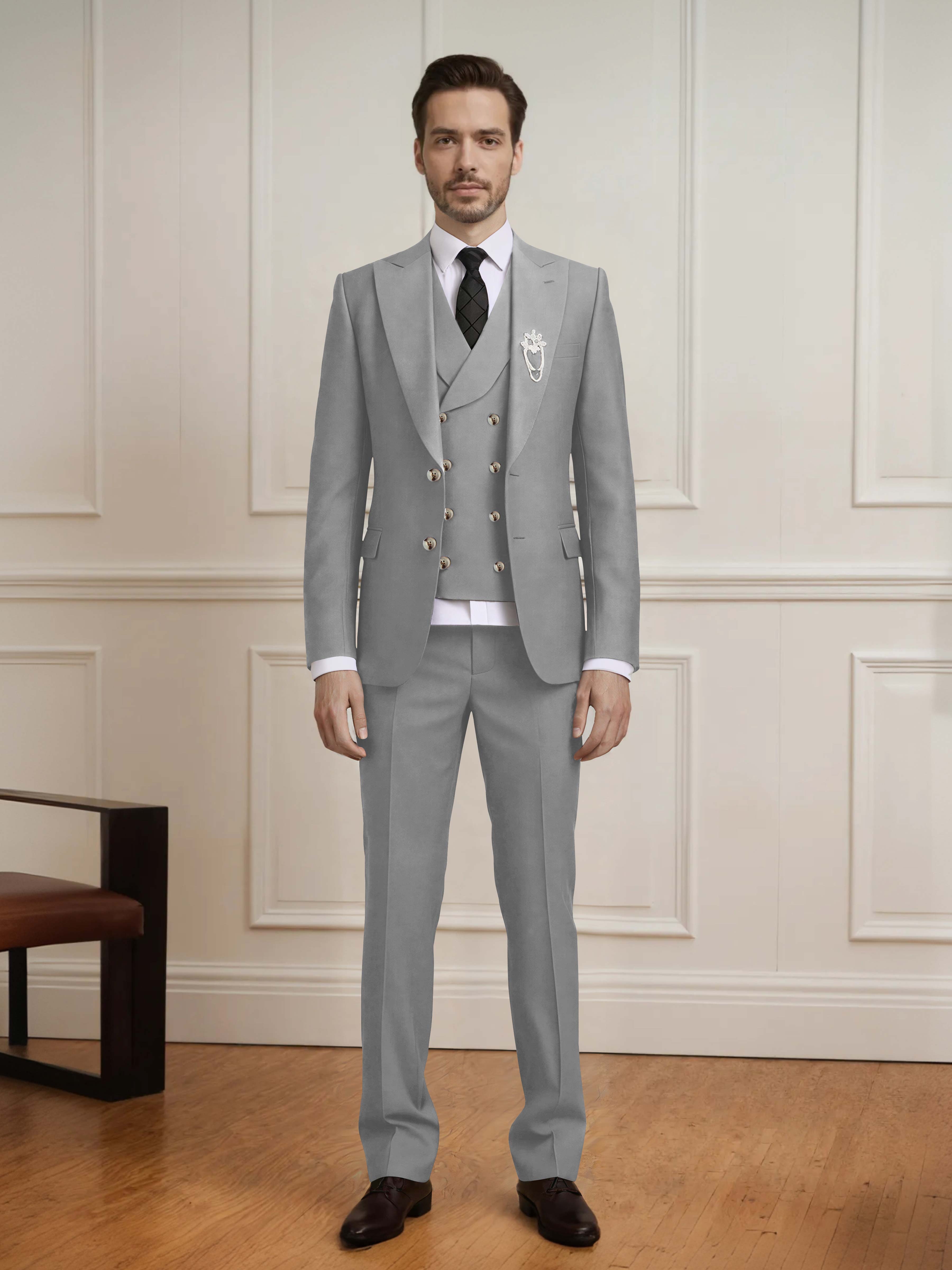 Classic Two Button Men's Wedding Suit 3 Pieces Set
