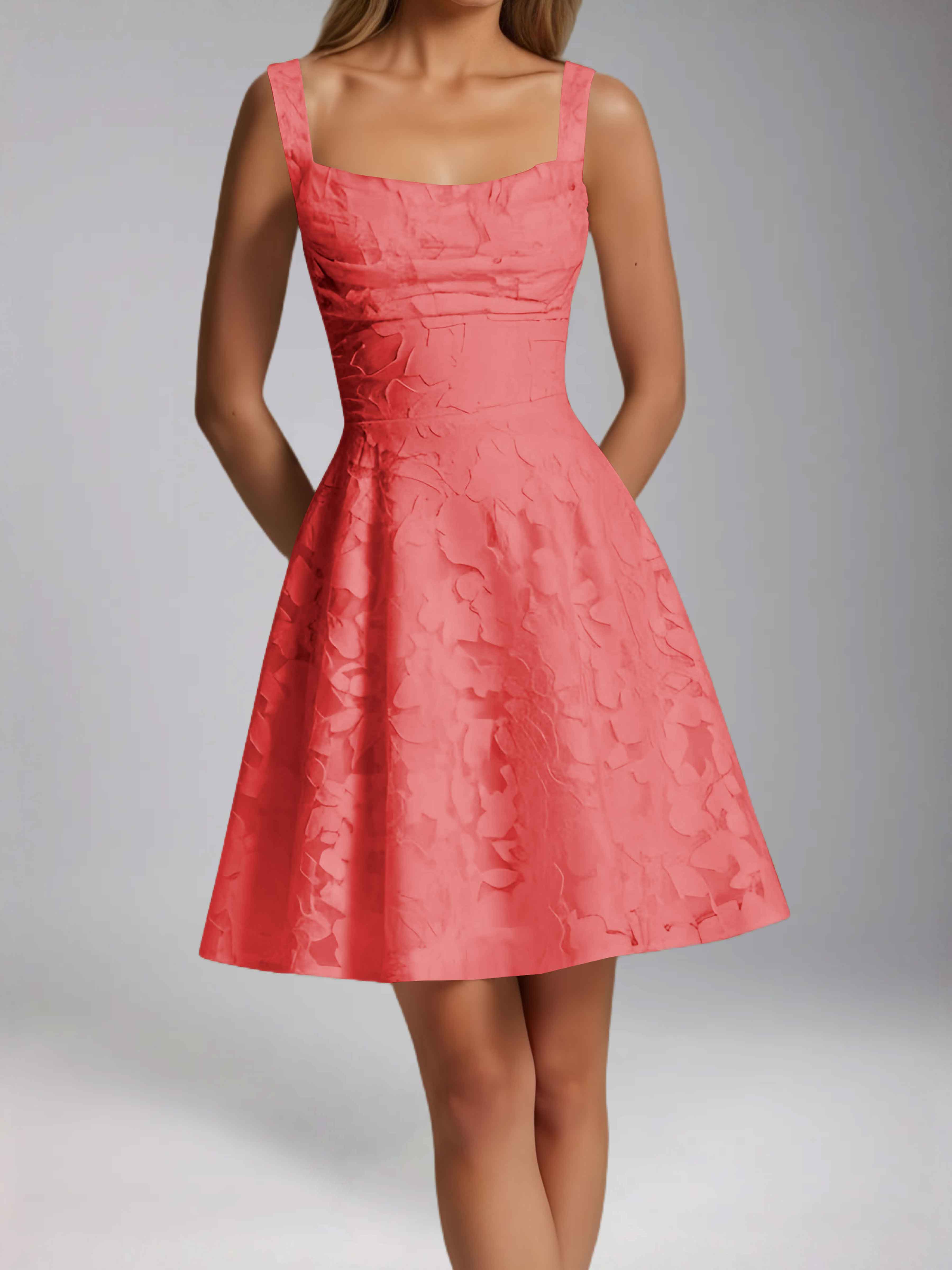 Oraelvanna Elegant Pleated A-Line Jacquard Short Party Dresses