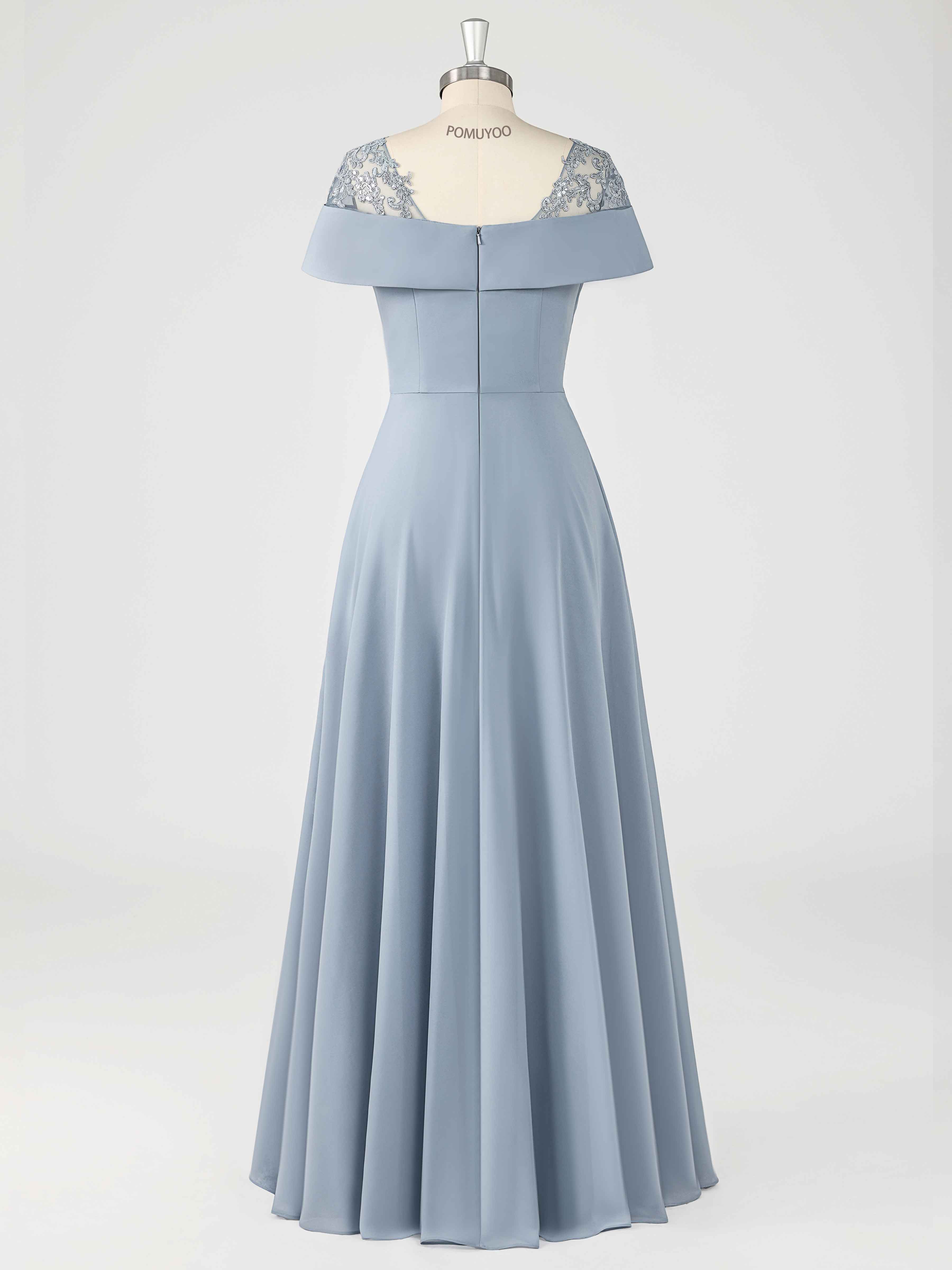 Traelithia Elegant Off the Shoulder Lace Chiffon Mother of the Bride Dresses