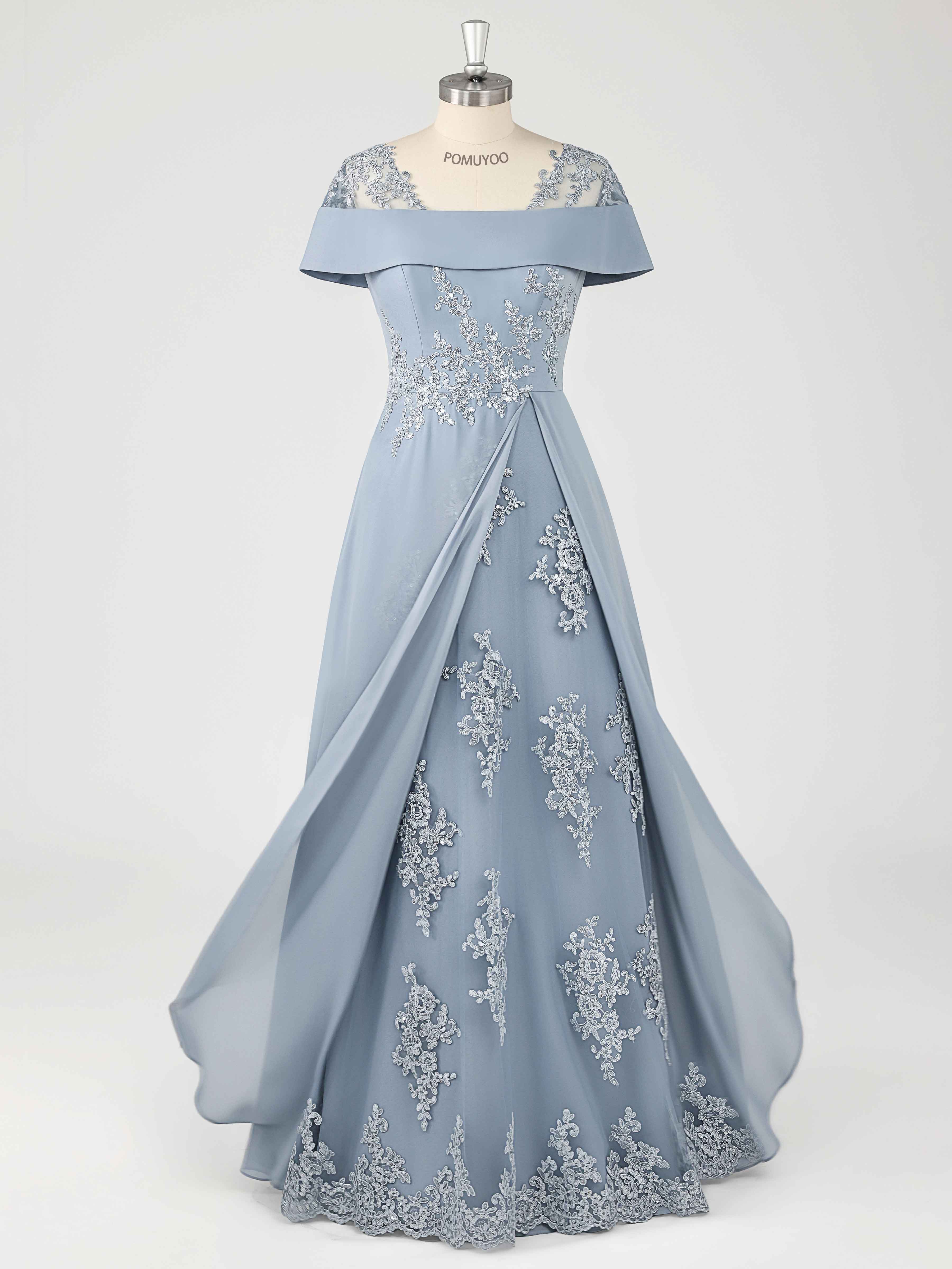 Delicate A-Line Appliques Sequins Floor Length Chiffon Mother of The Bride Dresses, Mocha