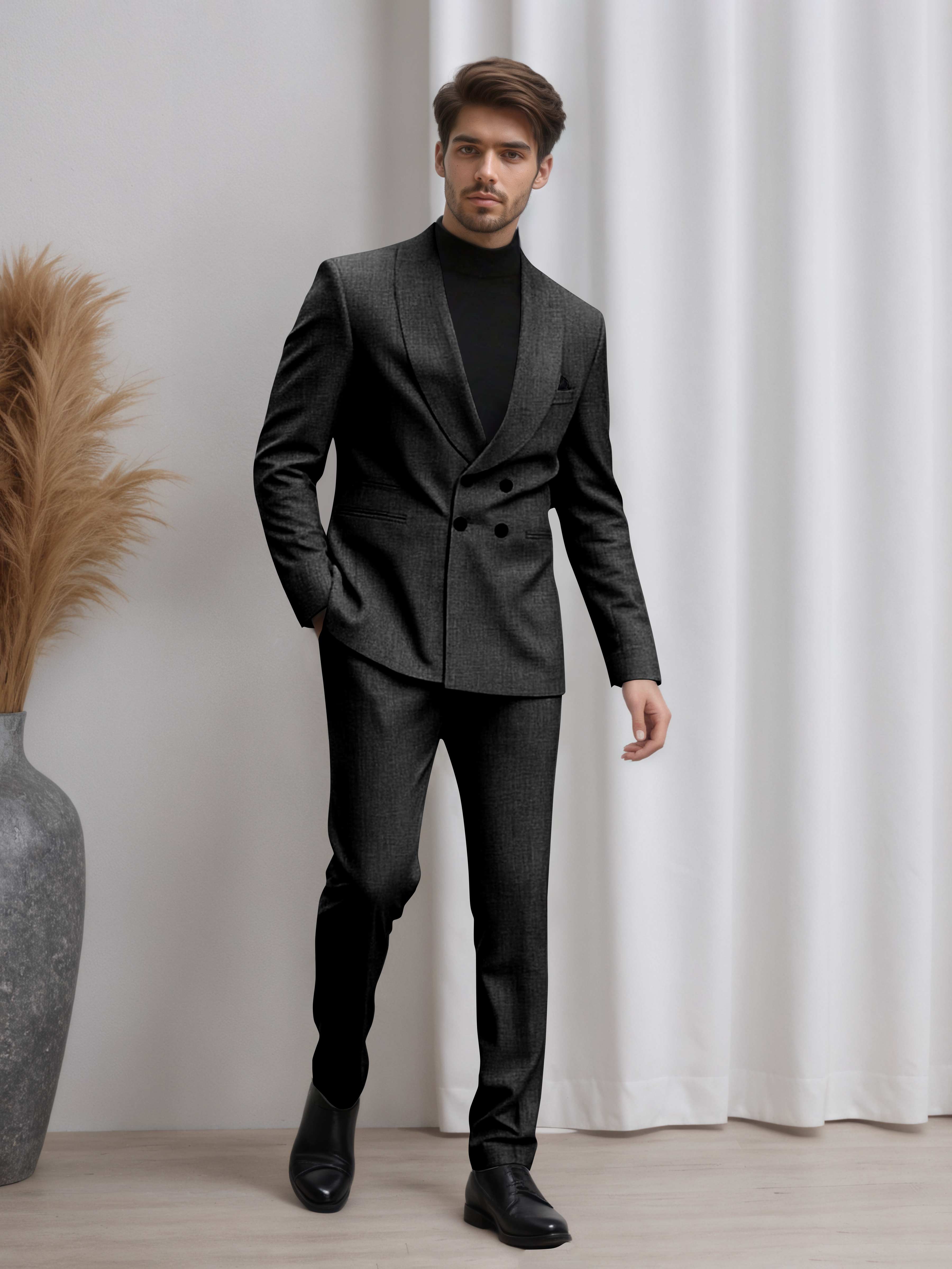 Double Breasted Shawl Lapel Men's 2 Pieces Suit for Business & Wedding Guests